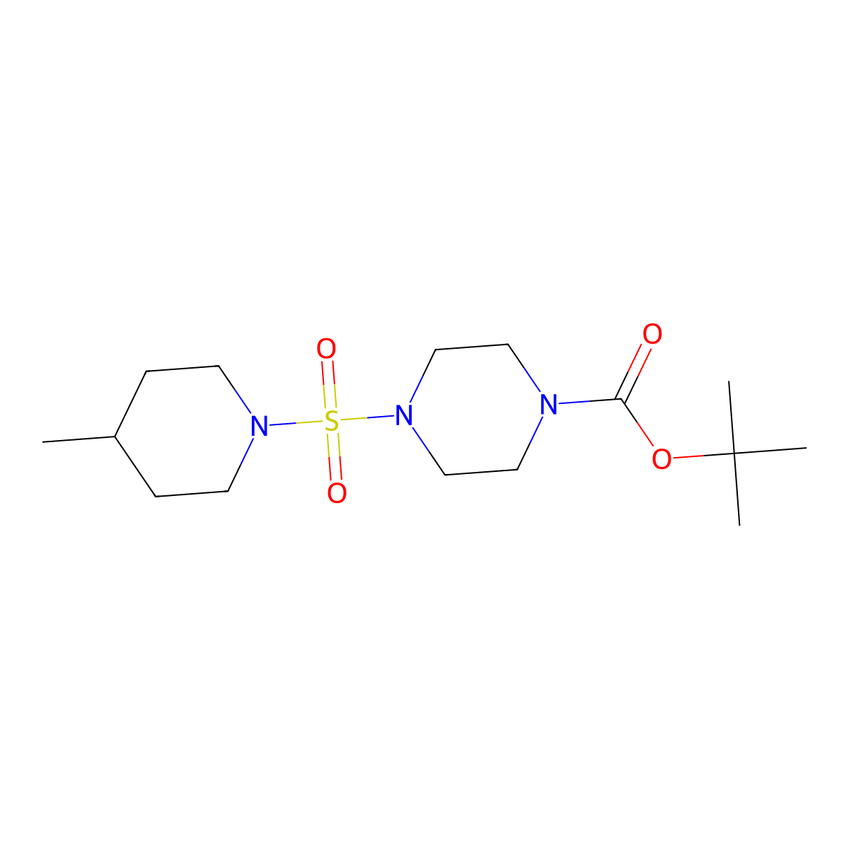 Tert-butyl 4-[(4-methylpiperidin-1-yl)sulfonyl]piperazine-1-carboxylate molecular structure, CAS 2644017-30-9
