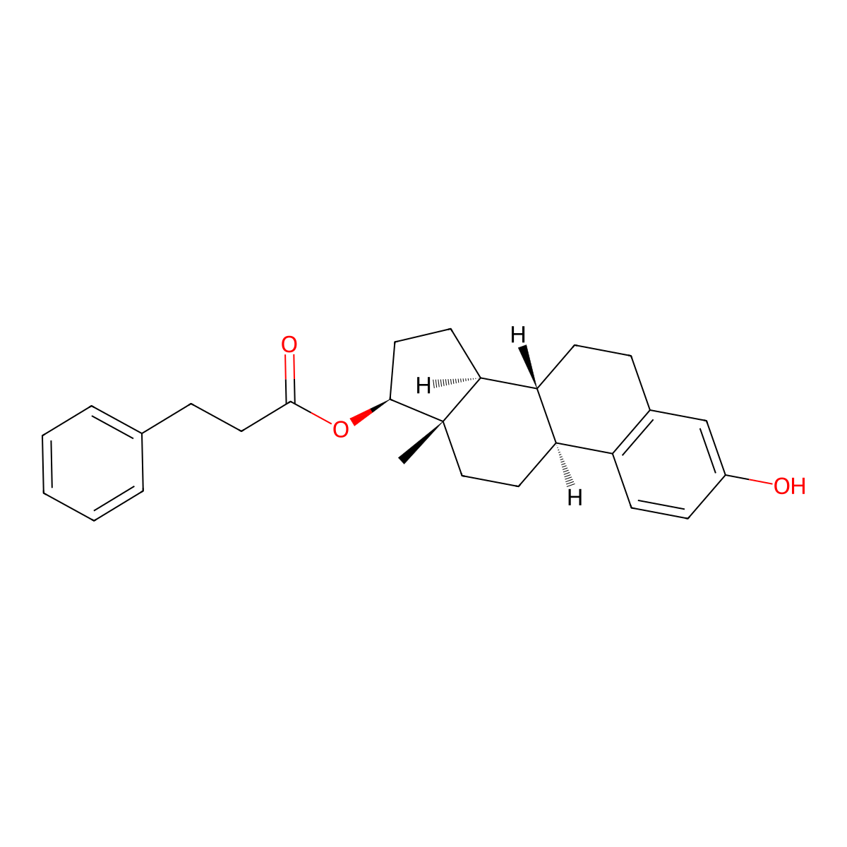 Estra-1,3,5(10)-triene-3,17-diol (17beta)-, 17-benzenepropanoate molecular structure, CAS 26443-03-8