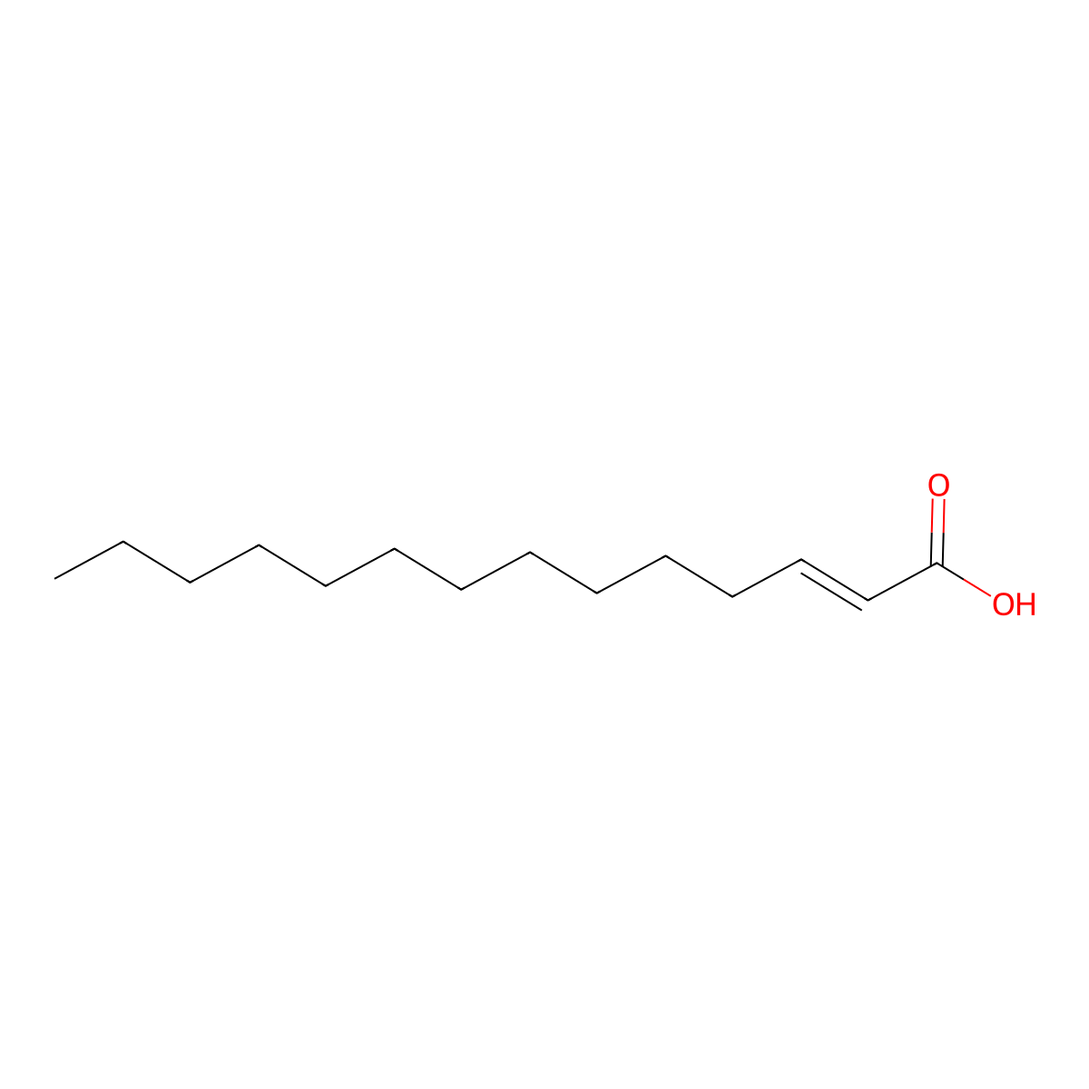 Trans-2-tetradecenoic acid molecular structure, CAS 26444-03-1