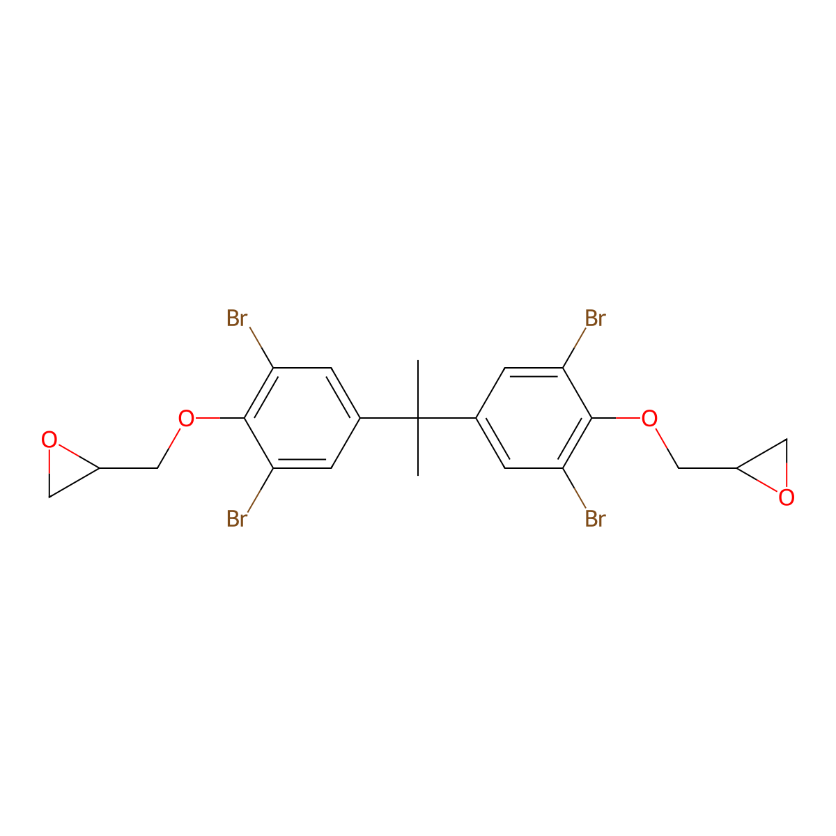 tetrabromobisphenol A diglycidyl ether molecular structure, CAS 26447-15-4