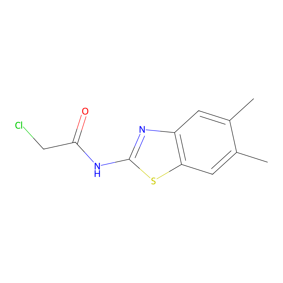 2-chloro-N-(5,6-dimethyl-1,3-benzothiazol-2-yl)acetamide molecular structure, CAS 26447-74-5