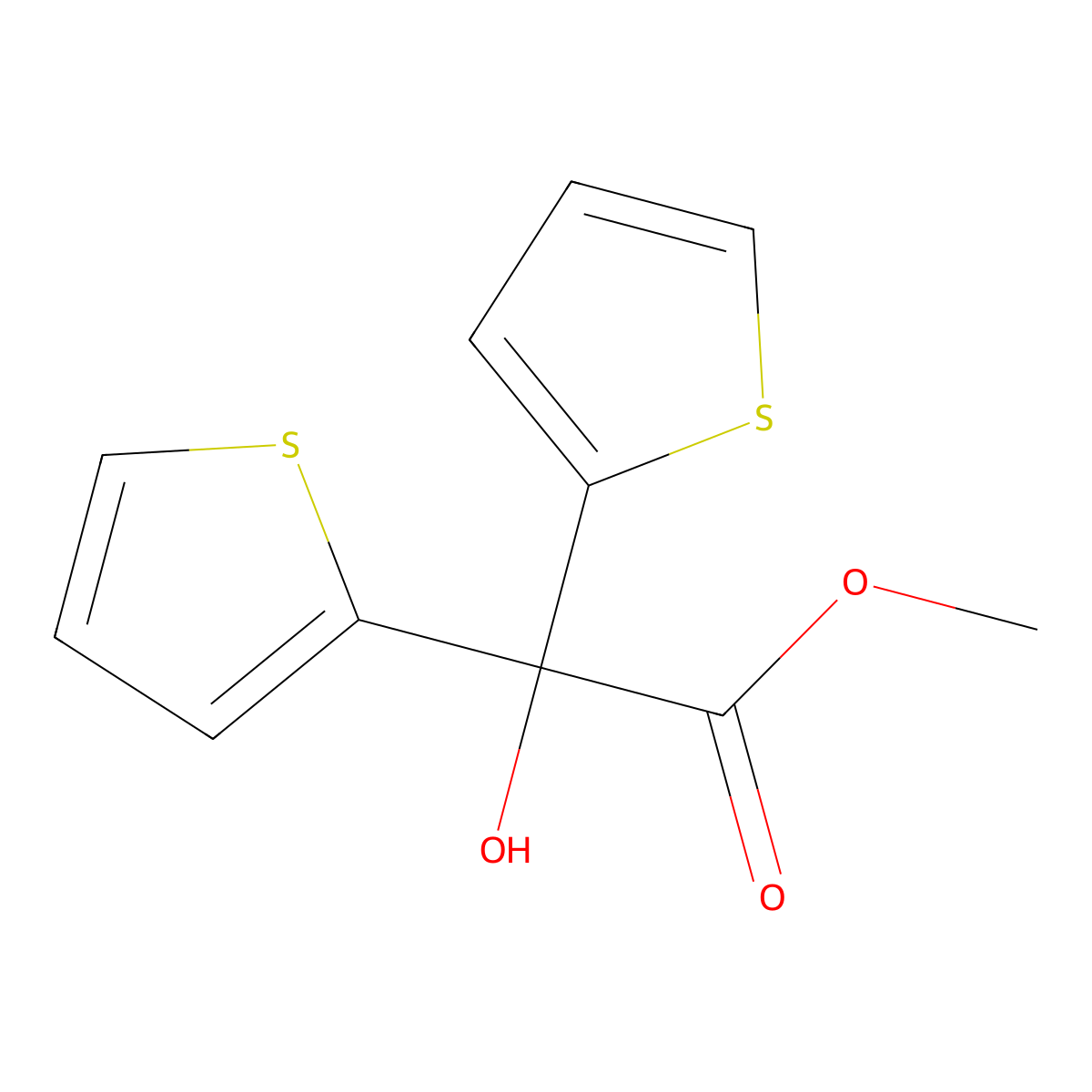 Methyl alpha-hydroxy-alpha-2-thienyl-2-thiopheneacetate molecular structure, CAS 26447-85-8
