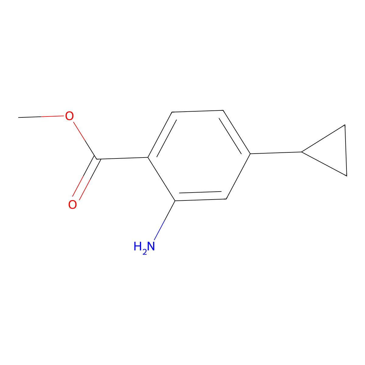 Methyl 2-amino-4-cyclopropylbenzoate molecular structure, CAS 2644757-57-1