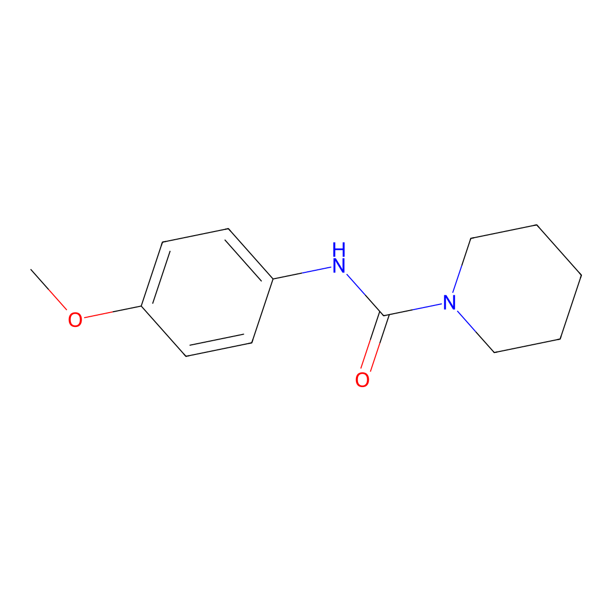 1-Piperidinecarboxamide, N-(4-methoxyphenyl)- molecular structure, CAS 2645-37-6