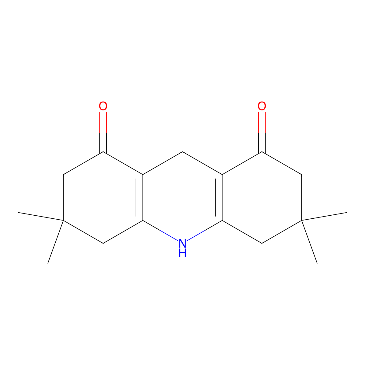 3,3,6,6-tetramethyl-3,4,6,7,9,10-hexahydroacridine-1,8(2H,5H)-dione molecular structure, CAS 2645-77-4