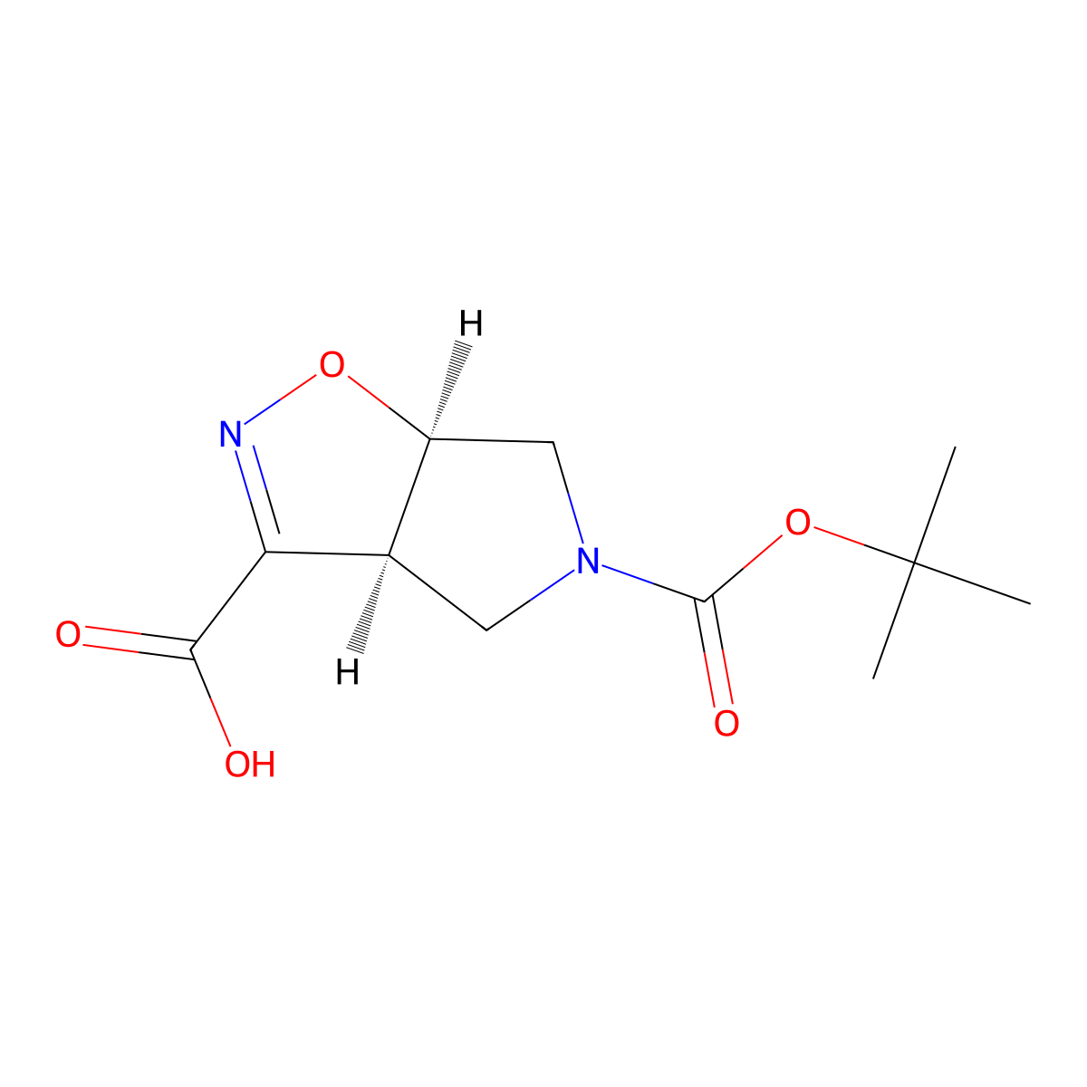 5H-Pyrrolo[3,4-d]isoxazole-3,5-dicarboxylic acid, 3a,4,6,6a-tetrahydro-, 5-(1,1-dimethylethyl) ester, (3aR,6aS)-rel- molecular structure, CAS 2645399-52-4