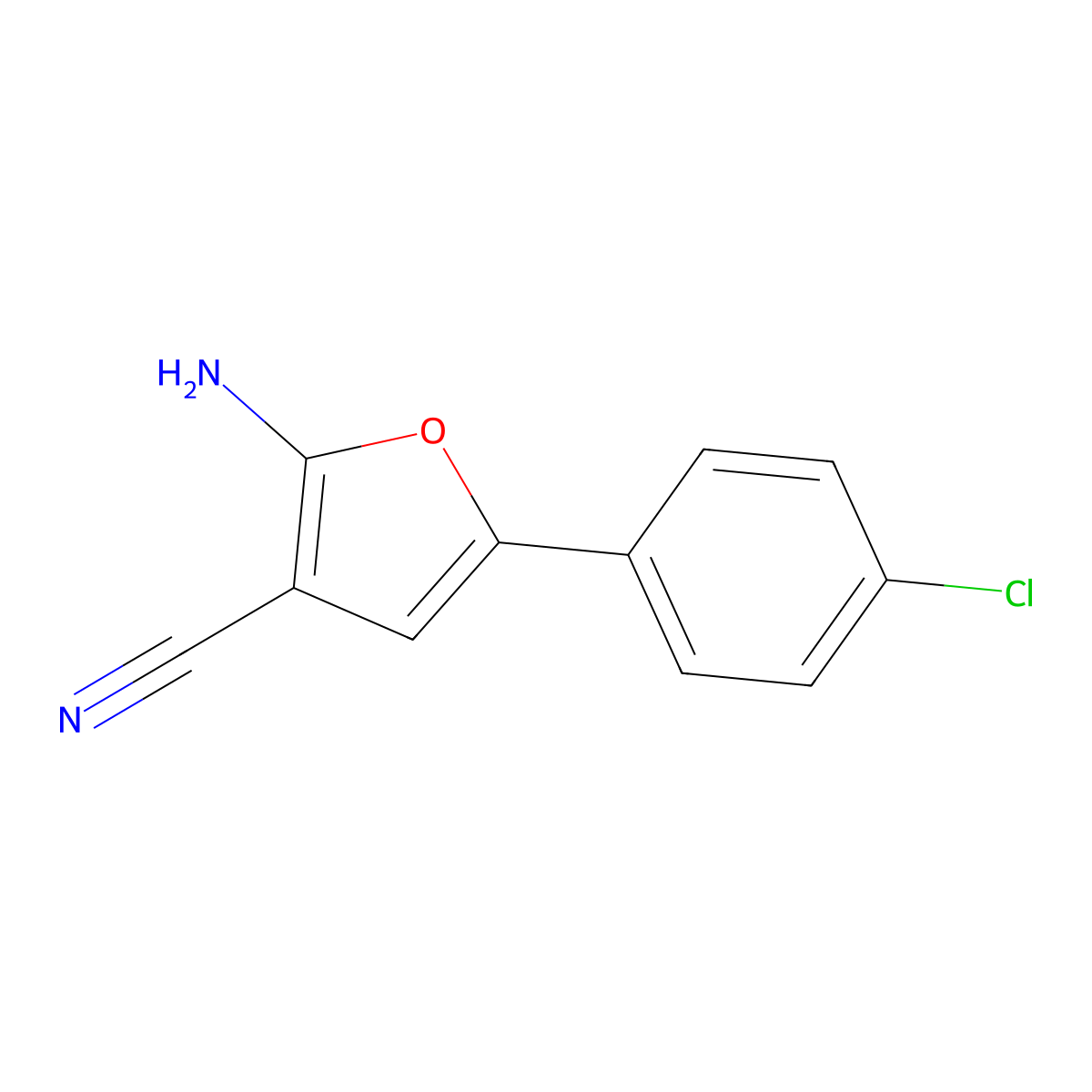 2-Amino-5-(4-chlorophenyl)furan-3-carbonitrile molecular structure, CAS 26454-85-3