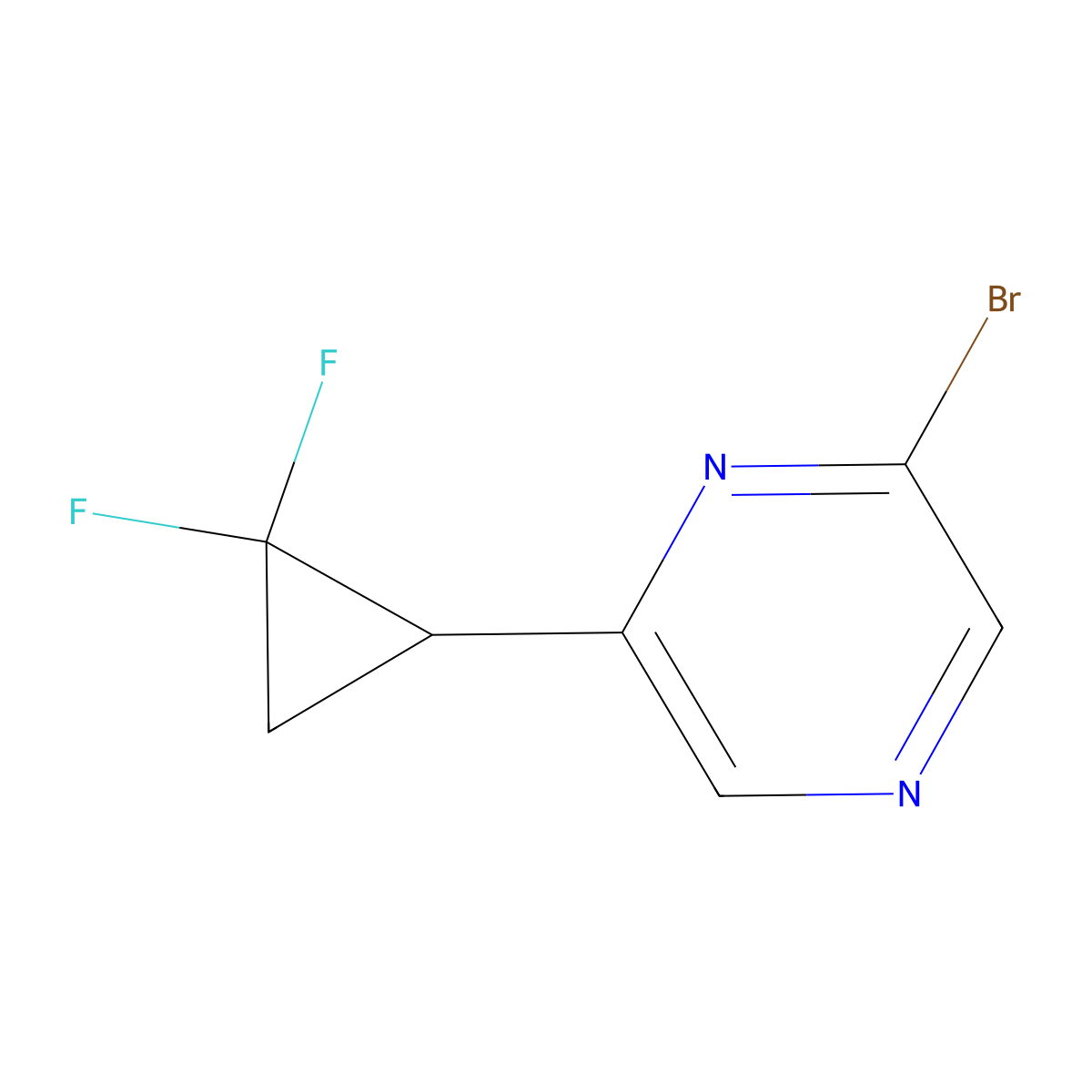 2-Bromo-6-(2,2-difluorocyclopropyl)pyrazine molecular structure, CAS 2645411-65-8