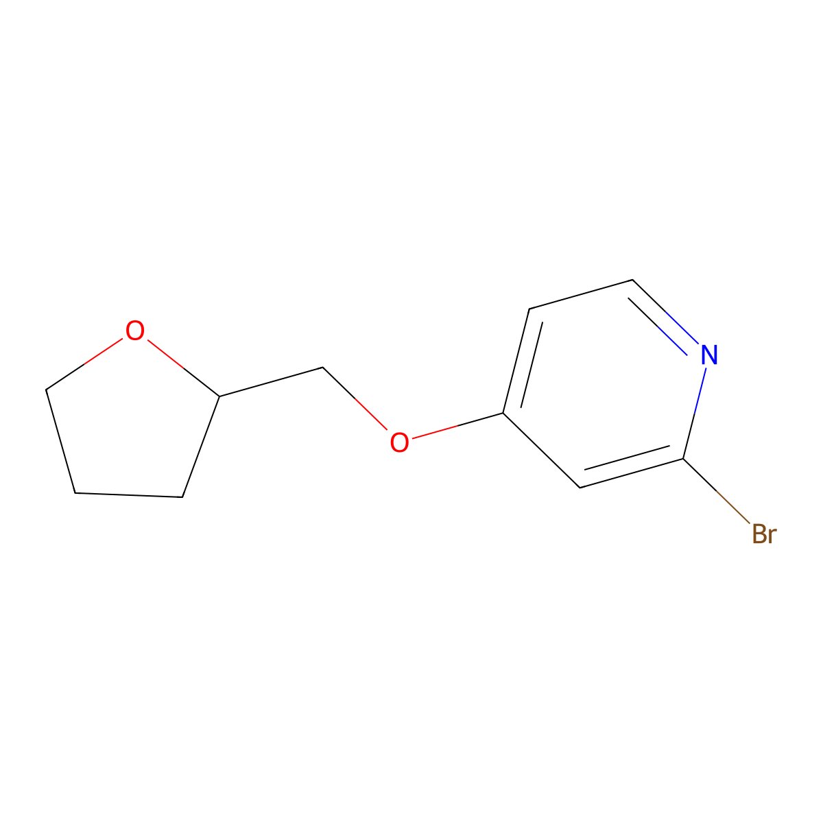 2-Bromo-4-((tetrahydrofuran-2-yl)methoxy)pyridine molecular structure, CAS 2645411-75-0