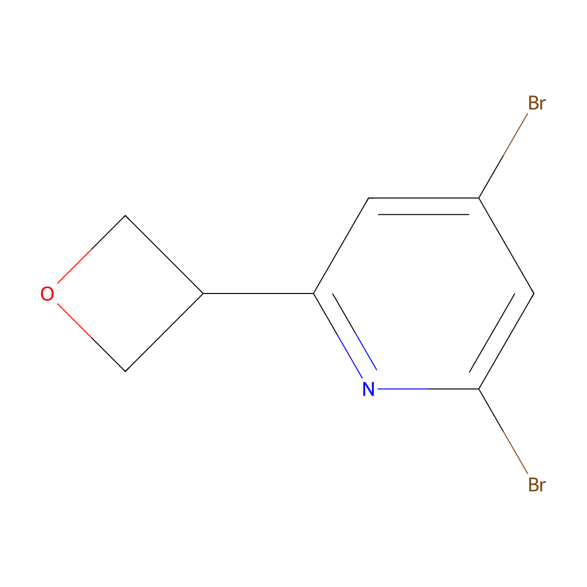 2,4-Dibromo-6-(oxetan-3-yl)pyridine molecular structure, CAS 2645411-88-5
