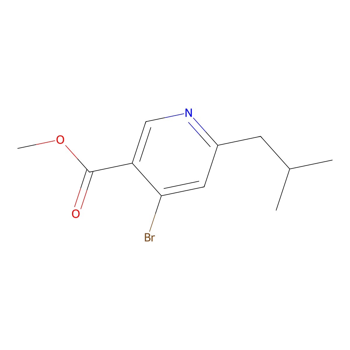Methyl 4-bromo-6-isobutylnicotinate molecular structure, CAS 2645411-97-6