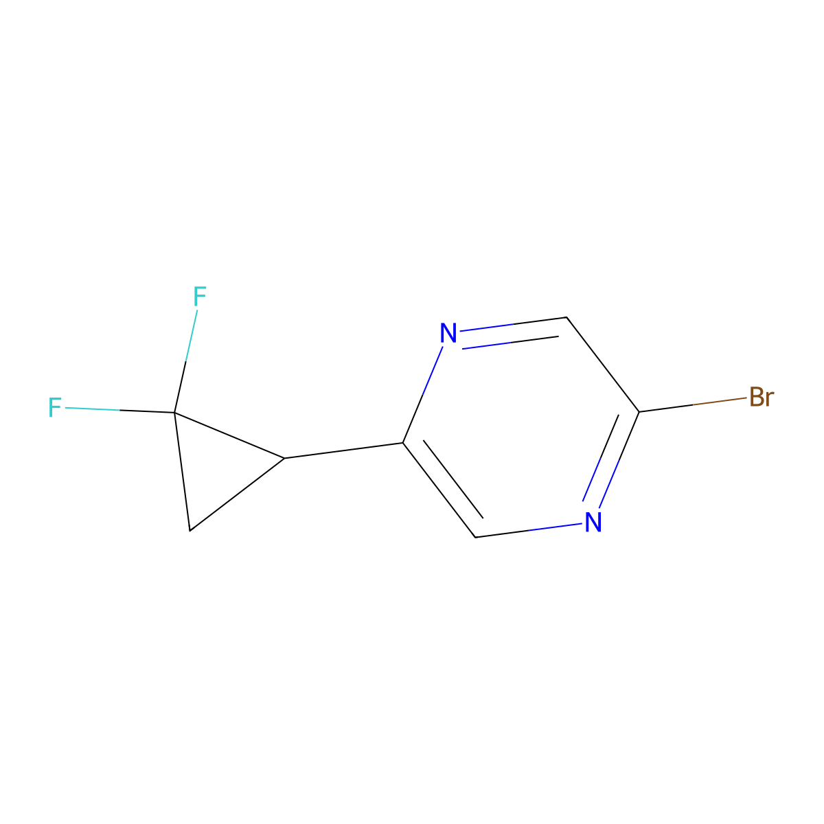 2-Bromo-5-(2,2-difluorocyclopropyl)pyrazine molecular structure, CAS 2645412-03-7