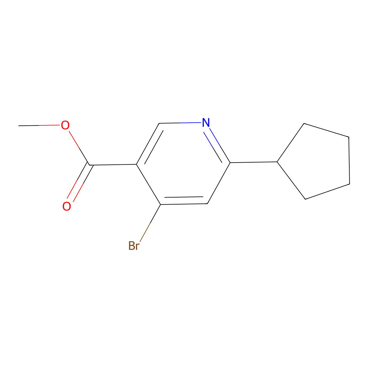 Methyl 4-bromo-6-cyclopentylnicotinate molecular structure, CAS 2645412-44-6
