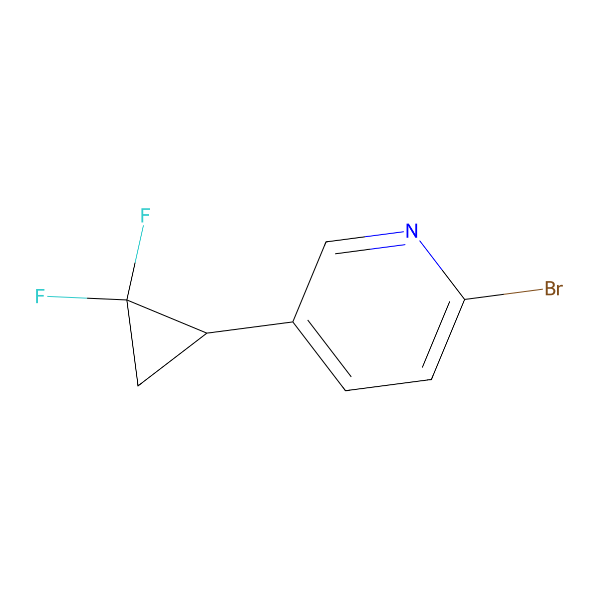 2-Bromo-5-(2,2-difluorocyclopropyl)pyridine molecular structure, CAS 2645412-57-1