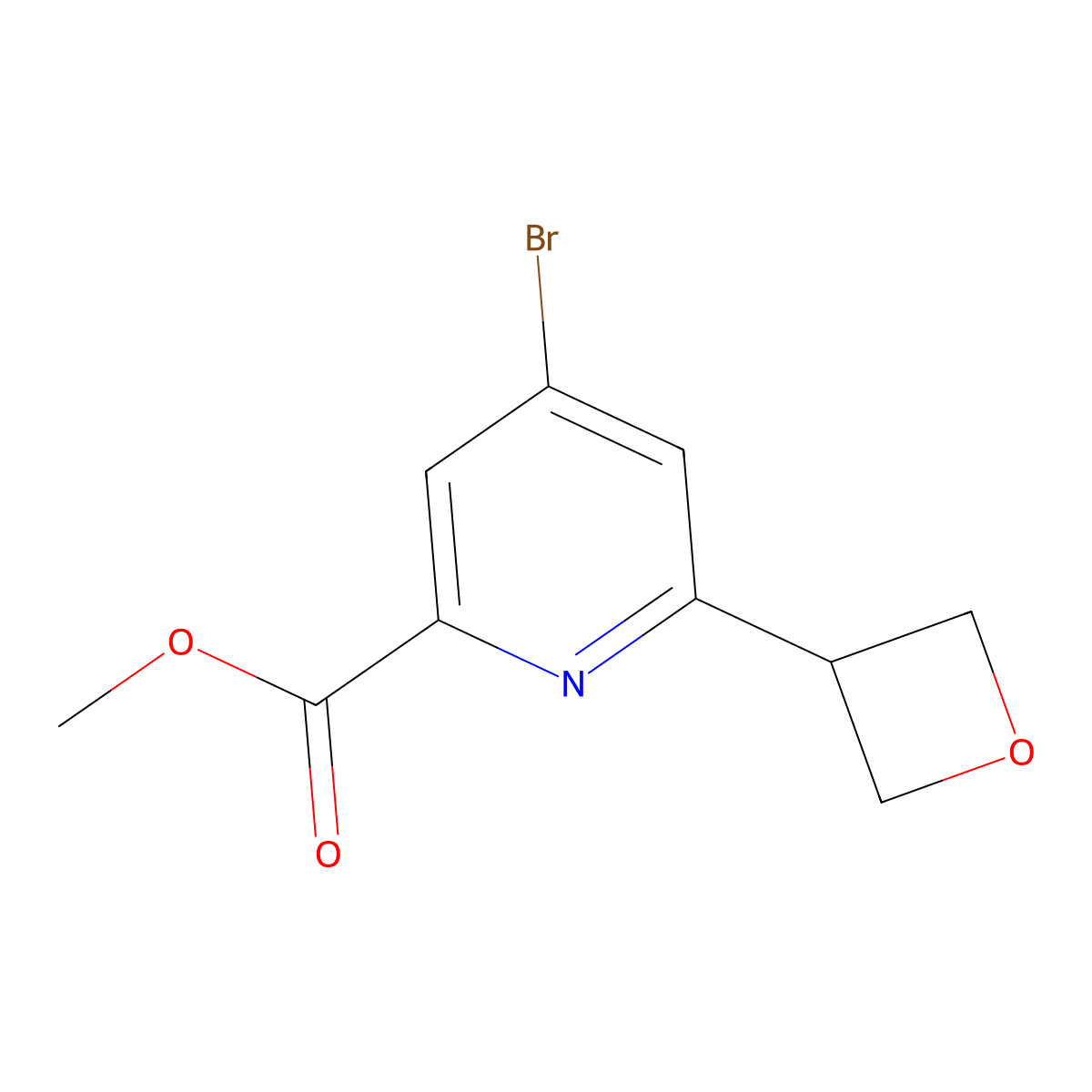 Methyl 4-bromo-6-(oxetan-3-yl)picolinate molecular structure, CAS 2645413-22-3