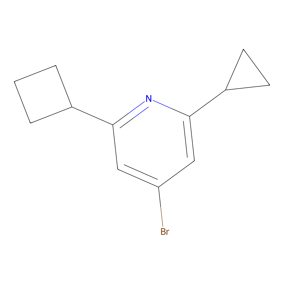 4-Bromo-2-cyclobutyl-6-cyclopropylpyridine molecular structure, CAS 2645413-26-7