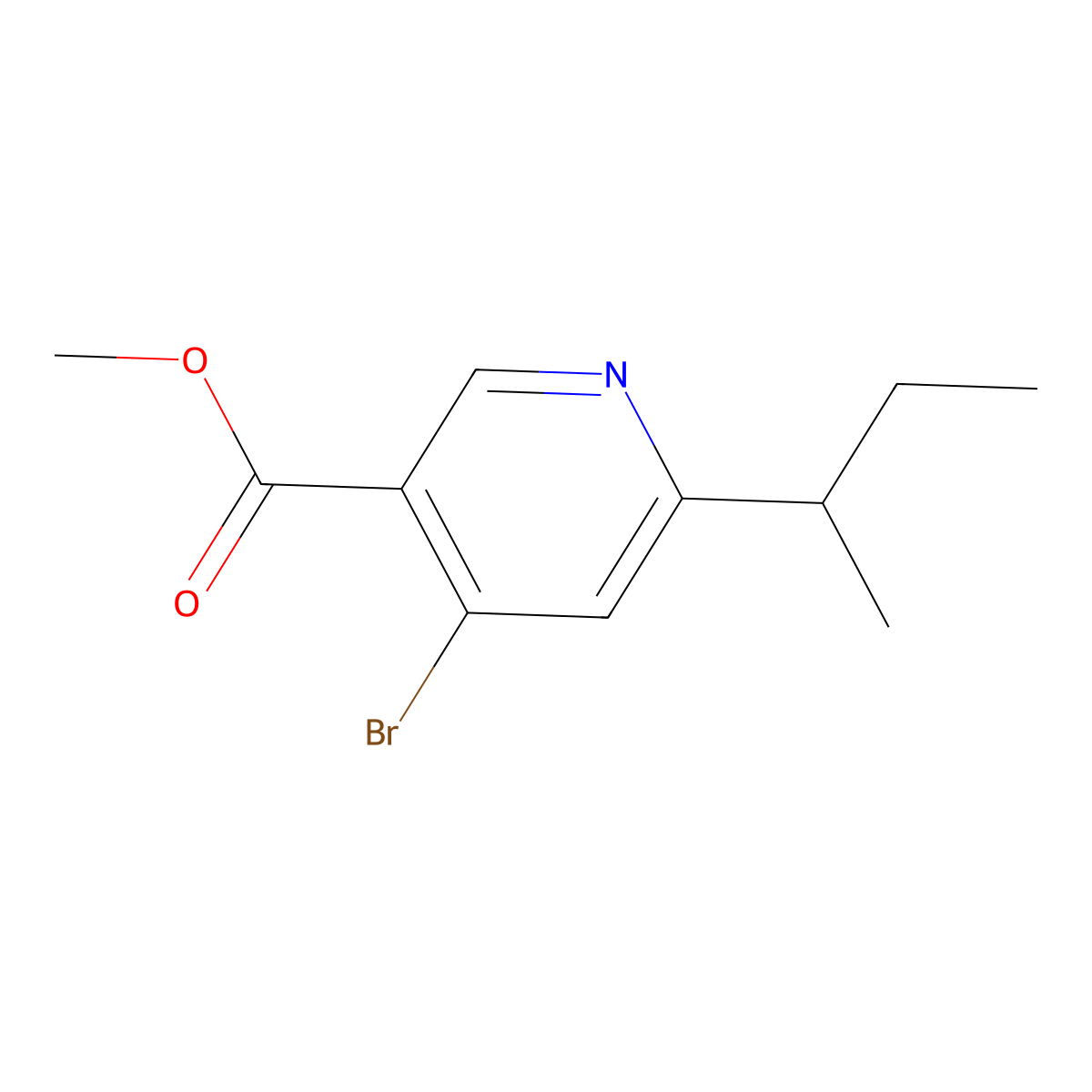 Methyl 4-bromo-6-(sec-butyl)nicotinate molecular structure, CAS 2645413-40-5