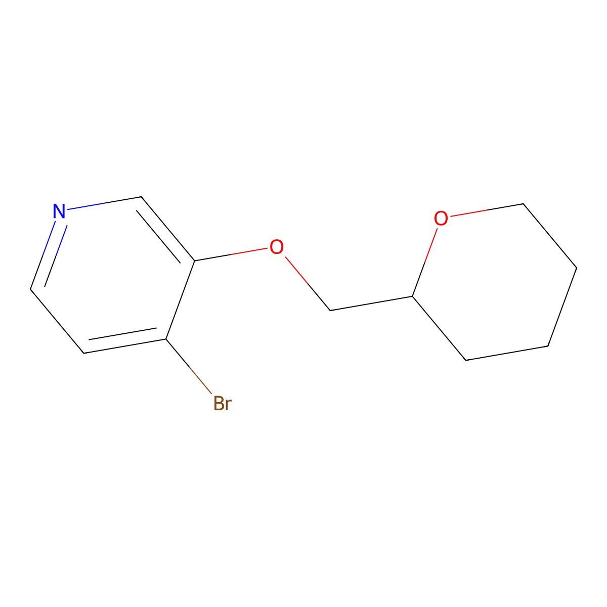 4-bromo-3-((tetrahydro-2H-pyran-2-yl)methoxy)pyridine molecular structure, CAS 2645413-41-6