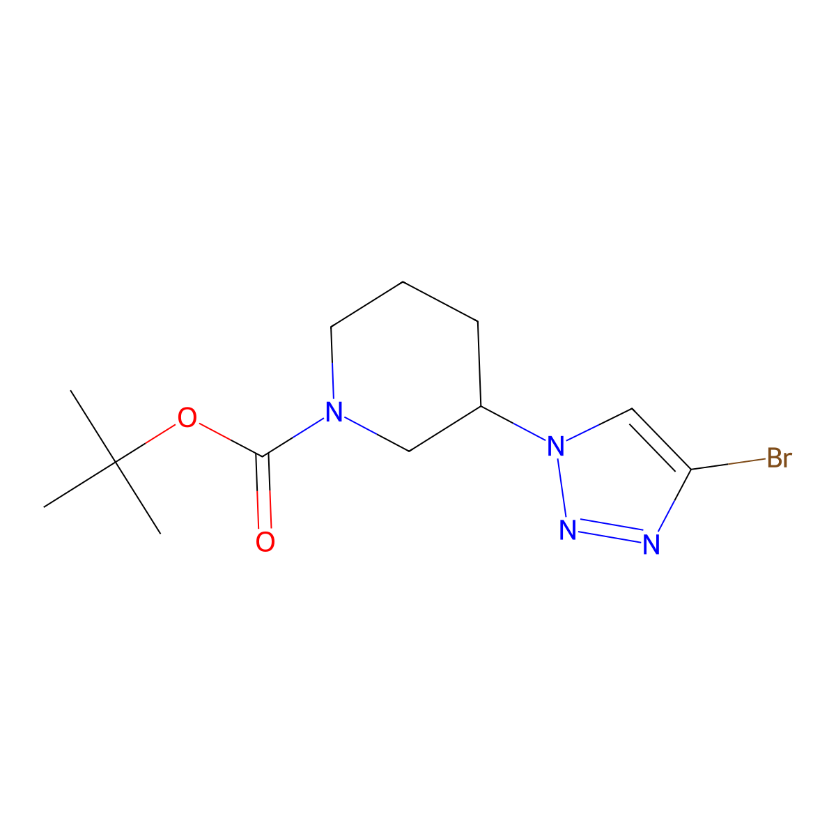 tert-butyl 3-(4-bromo-1H-1,2,3-triazol-1-yl)piperidine-1-carboxylate molecular structure, CAS 2645413-62-1