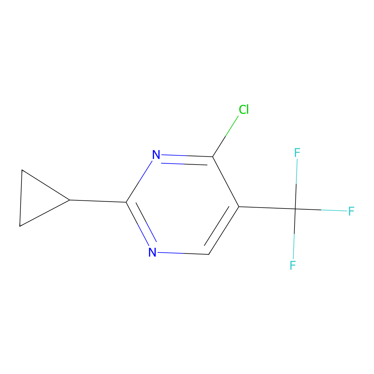 4-Chloro-2-cyclopropyl-5-(trifluoromethyl)pyrimidine molecular structure, CAS 2645413-69-8