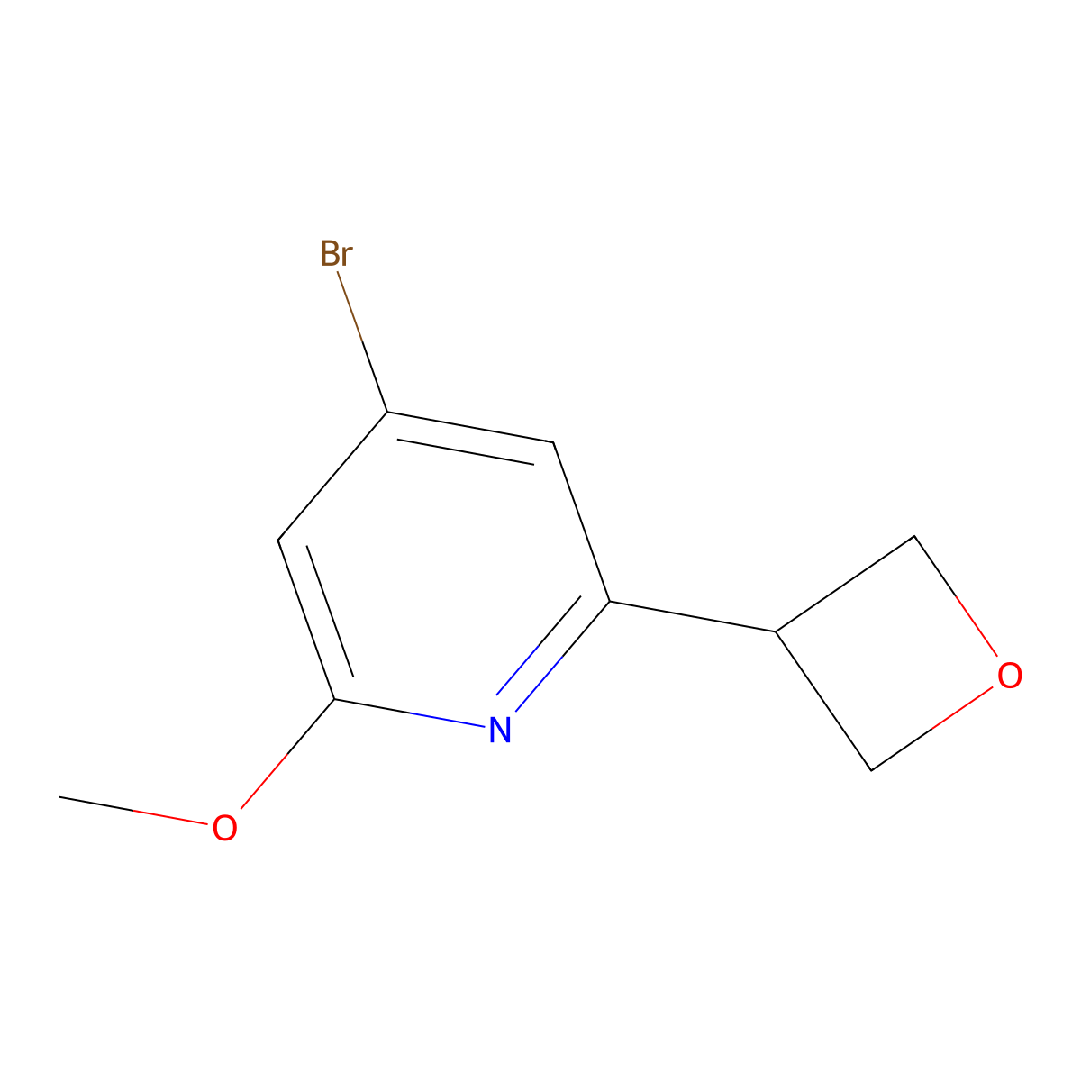4-Bromo-2-methoxy-6-(oxetan-3-yl)pyridine molecular structure, CAS 2645413-99-4