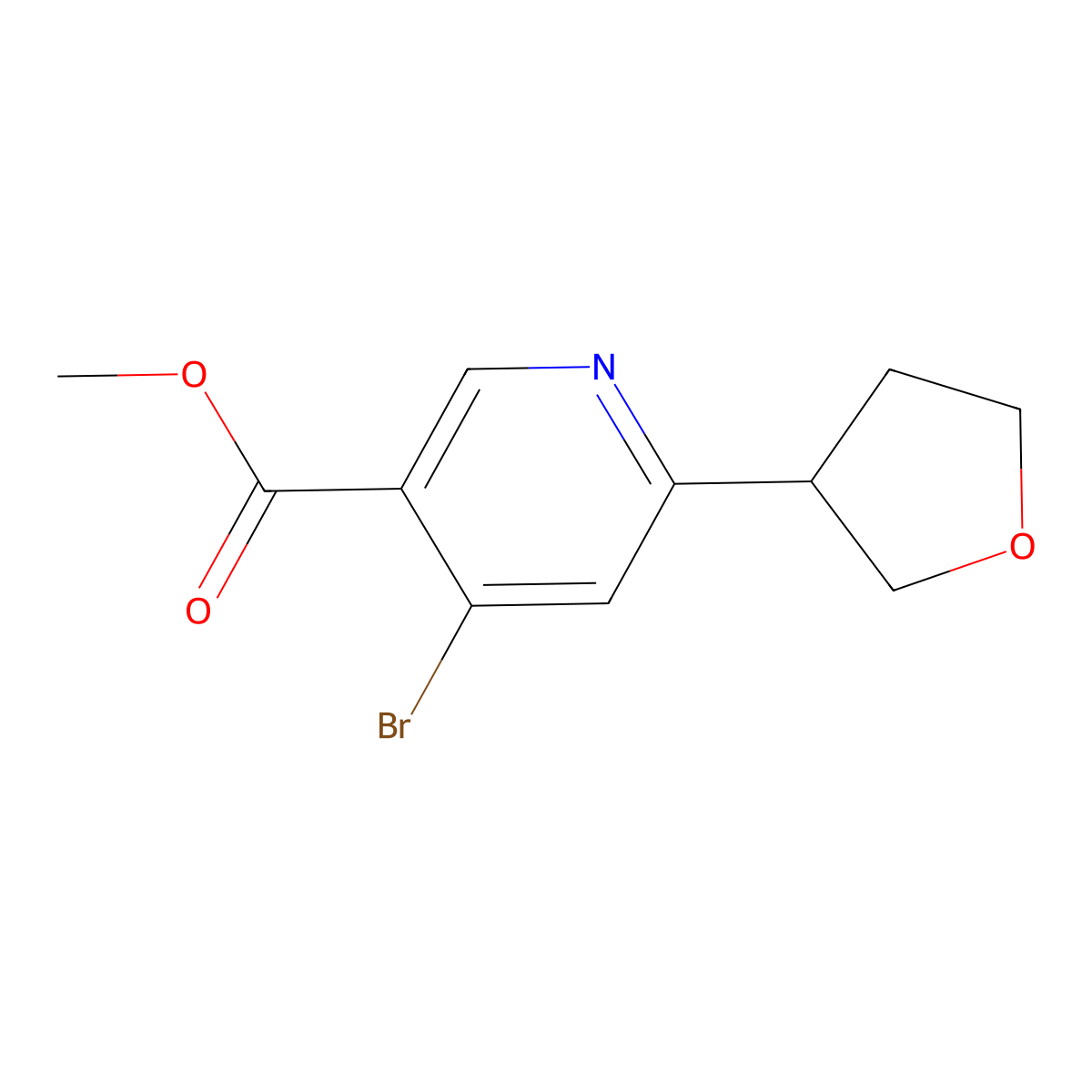 Methyl 4-bromo-6-(tetrahydrofuran-3-yl)nicotinate molecular structure, CAS 2645414-05-5