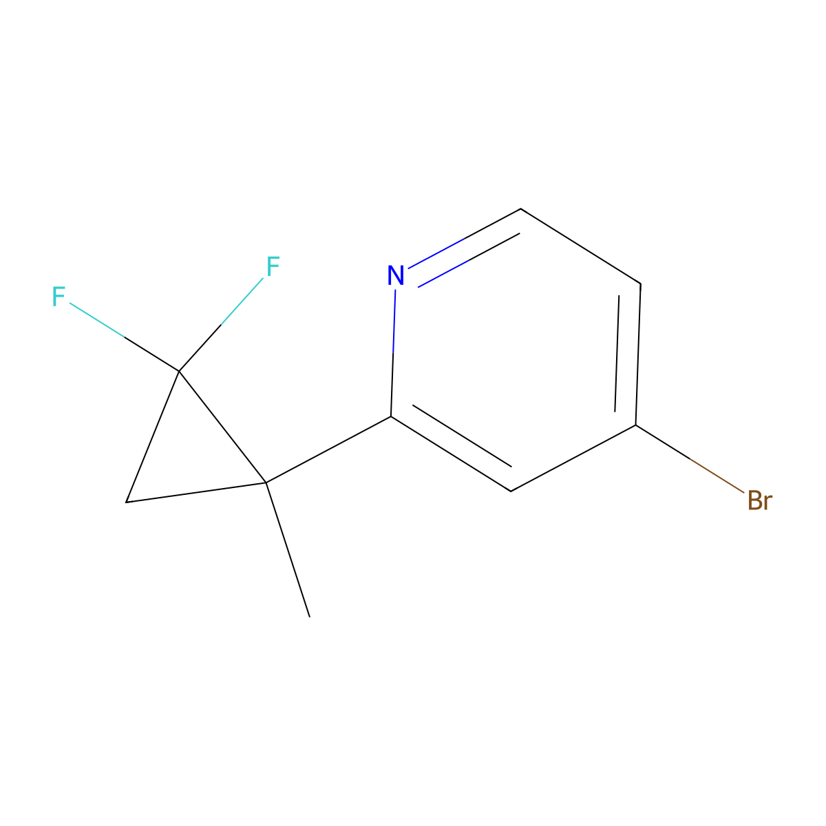 4-Bromo-2-(2,2-difluoro-1-methylcyclopropyl)pyridine molecular structure, CAS 2645415-58-1