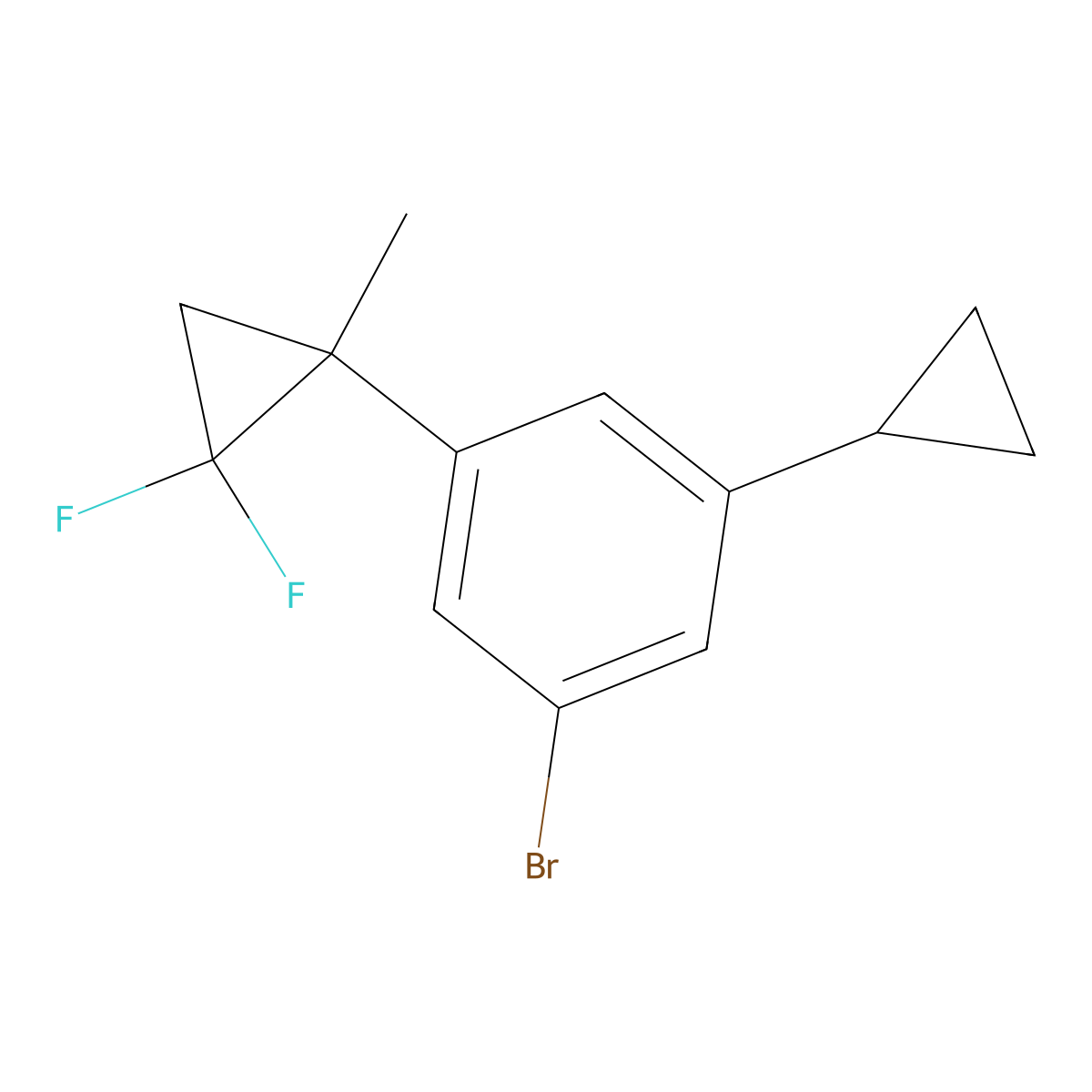 1-Bromo-3-cyclopropyl-5-(2,2-difluoro-1-methylcyclopropyl)benzene molecular structure, CAS 2645415-60-5