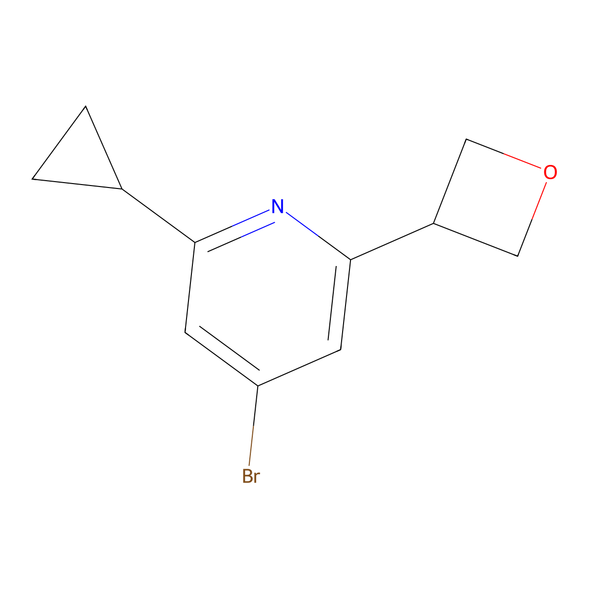 4-Bromo-2-cyclopropyl-6-(oxetan-3-yl)pyridine molecular structure, CAS 2645415-93-4