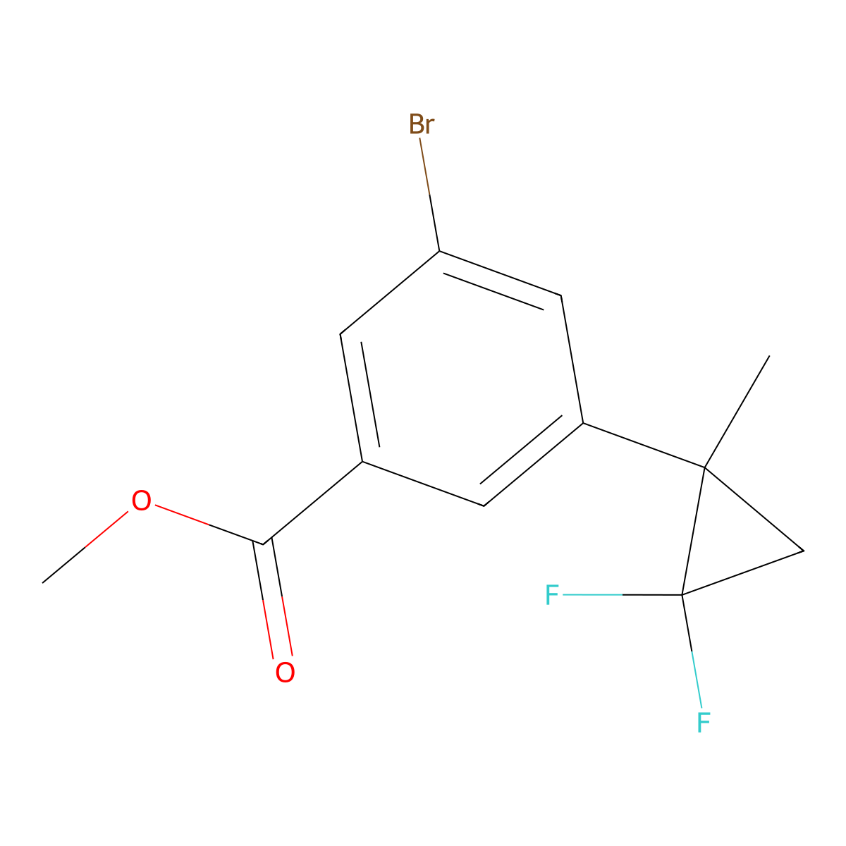 Methyl 3-bromo-5-(2,2-difluoro-1-methylcyclopropyl)benzoate molecular structure, CAS 2645416-06-2