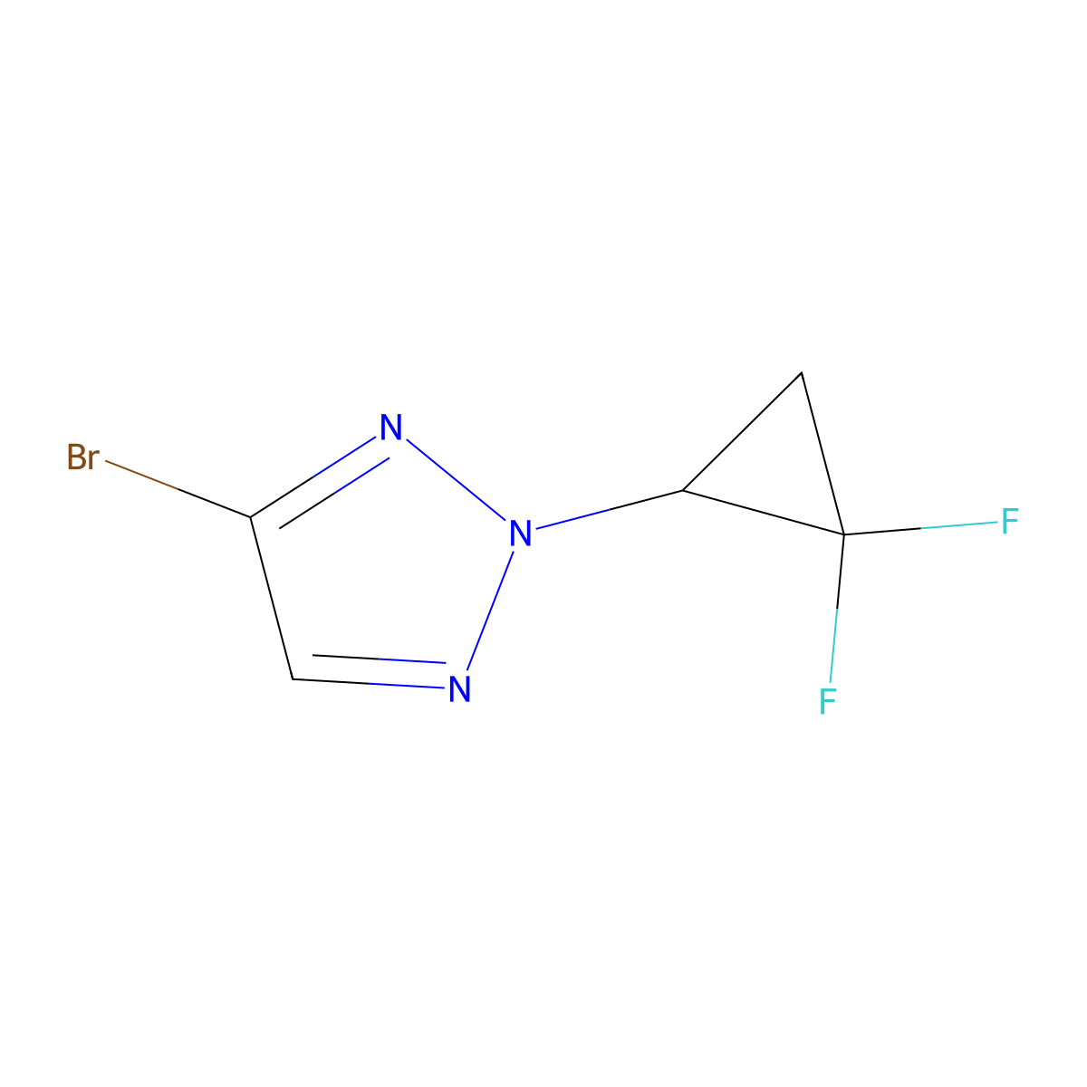 4-bromo-2-(2,2-difluorocyclopropyl)-2H-1,2,3-triazole molecular structure, CAS 2645416-09-5