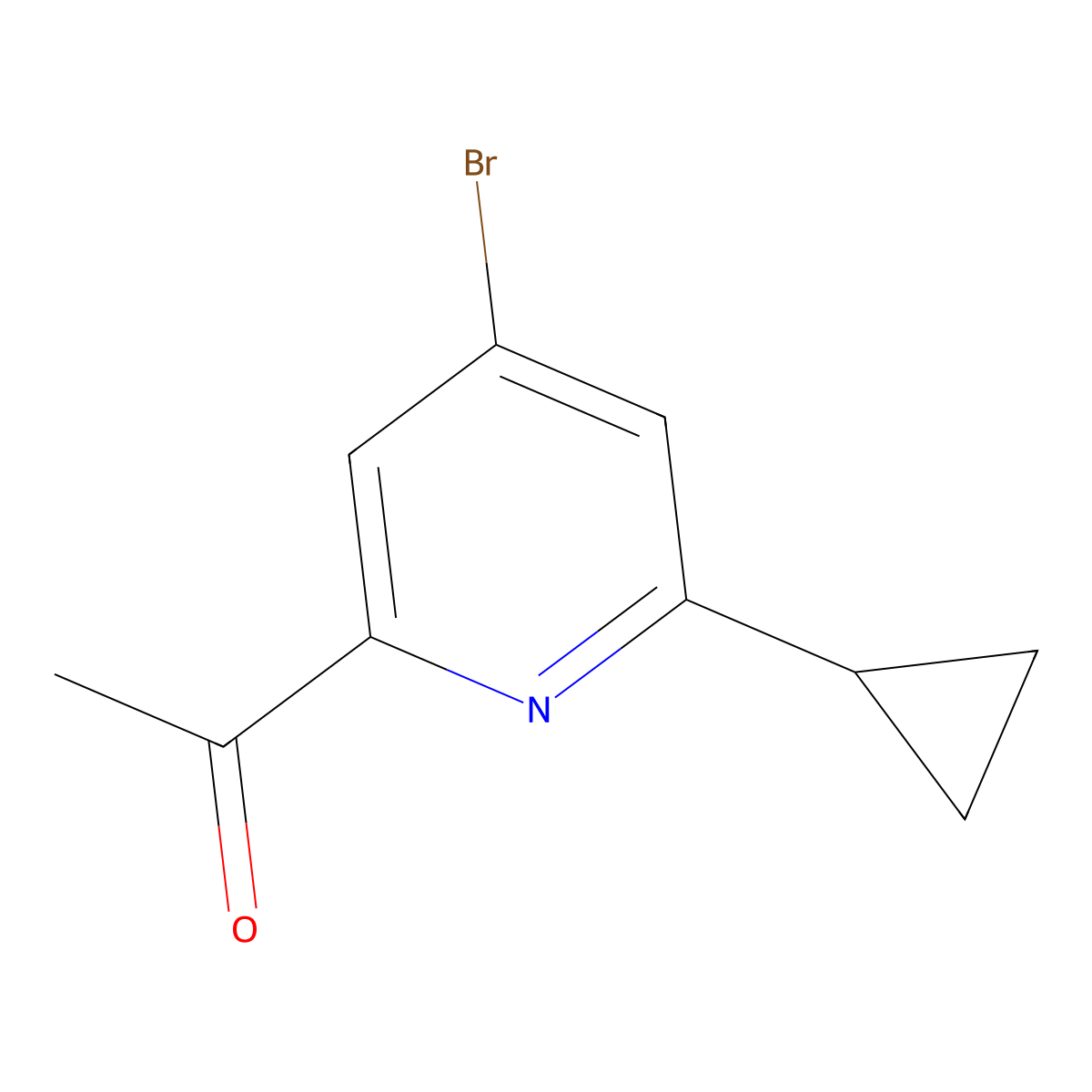 1-(4-Bromo-6-cyclopropylpyridin-2-yl)ethan-1-one molecular structure, CAS 2645416-19-7