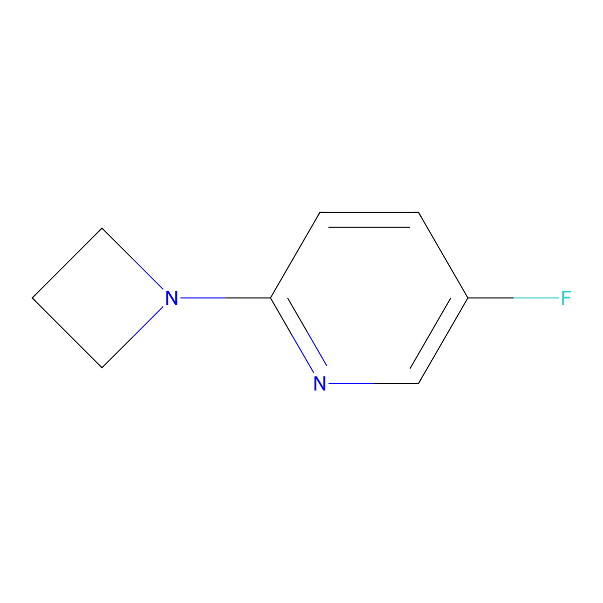 2-(Azetidin-1-yl)-5-fluoropyridine molecular structure, CAS 2645416-33-5
