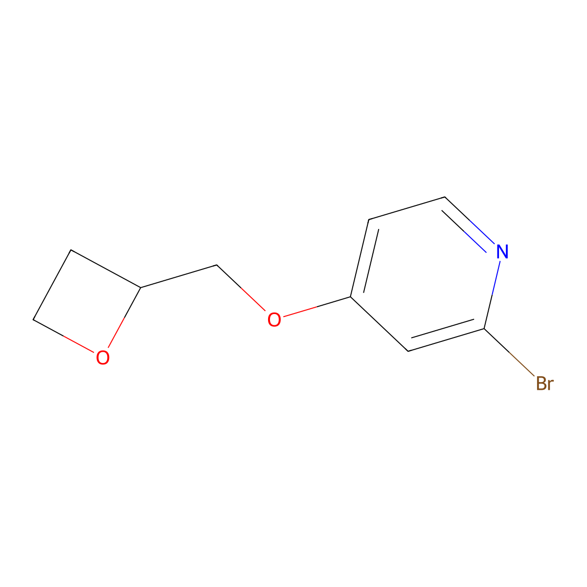 2-Bromo-4-(oxetan-2-ylmethoxy)pyridine molecular structure, CAS 2645416-48-2