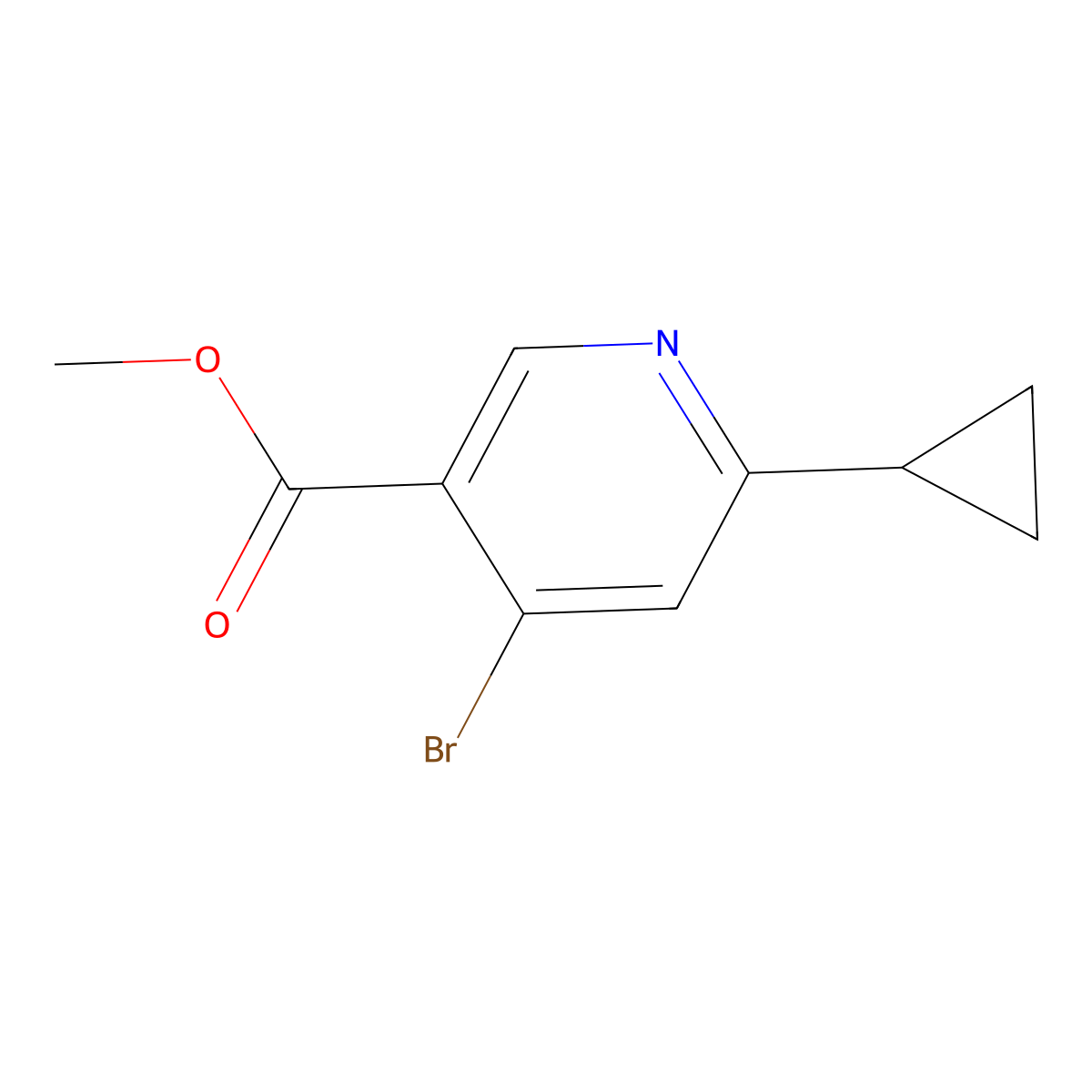 Methyl 4-bromo-6-cyclopropylnicotinate molecular structure, CAS 2645416-92-6