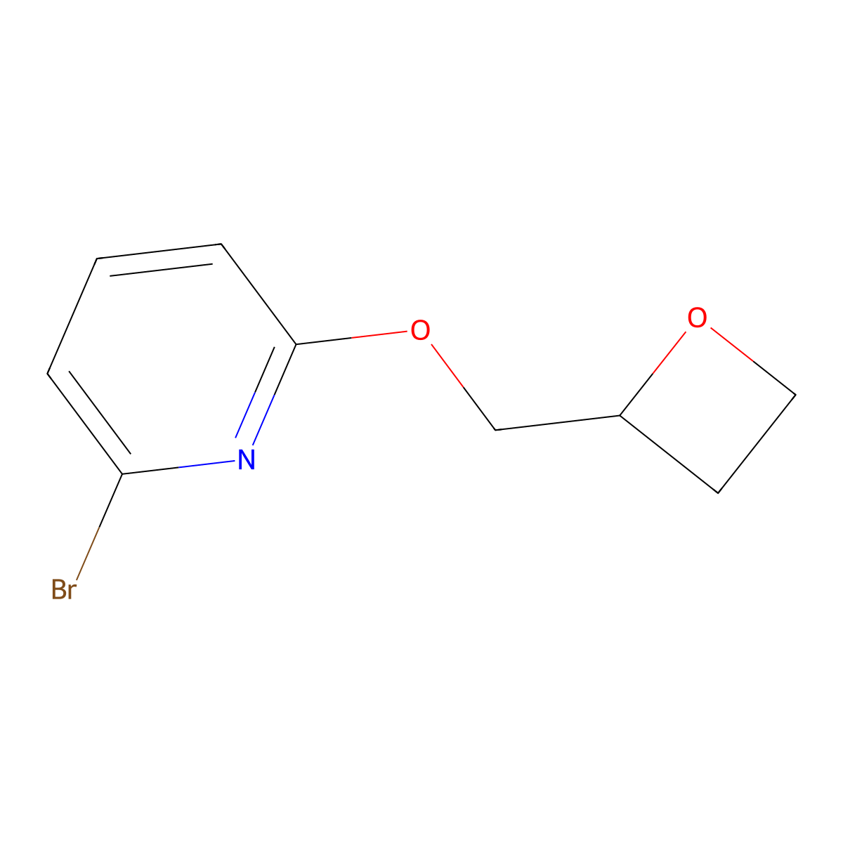 2-Bromo-6-(oxetan-2-ylmethoxy)pyridine molecular structure, CAS 2645416-94-8