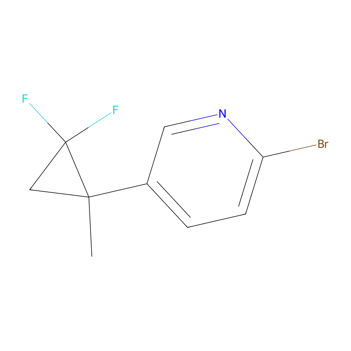 2-Bromo-5-(2,2-difluoro-1-methylcyclopropyl)pyridine molecular structure, CAS 2645417-02-1