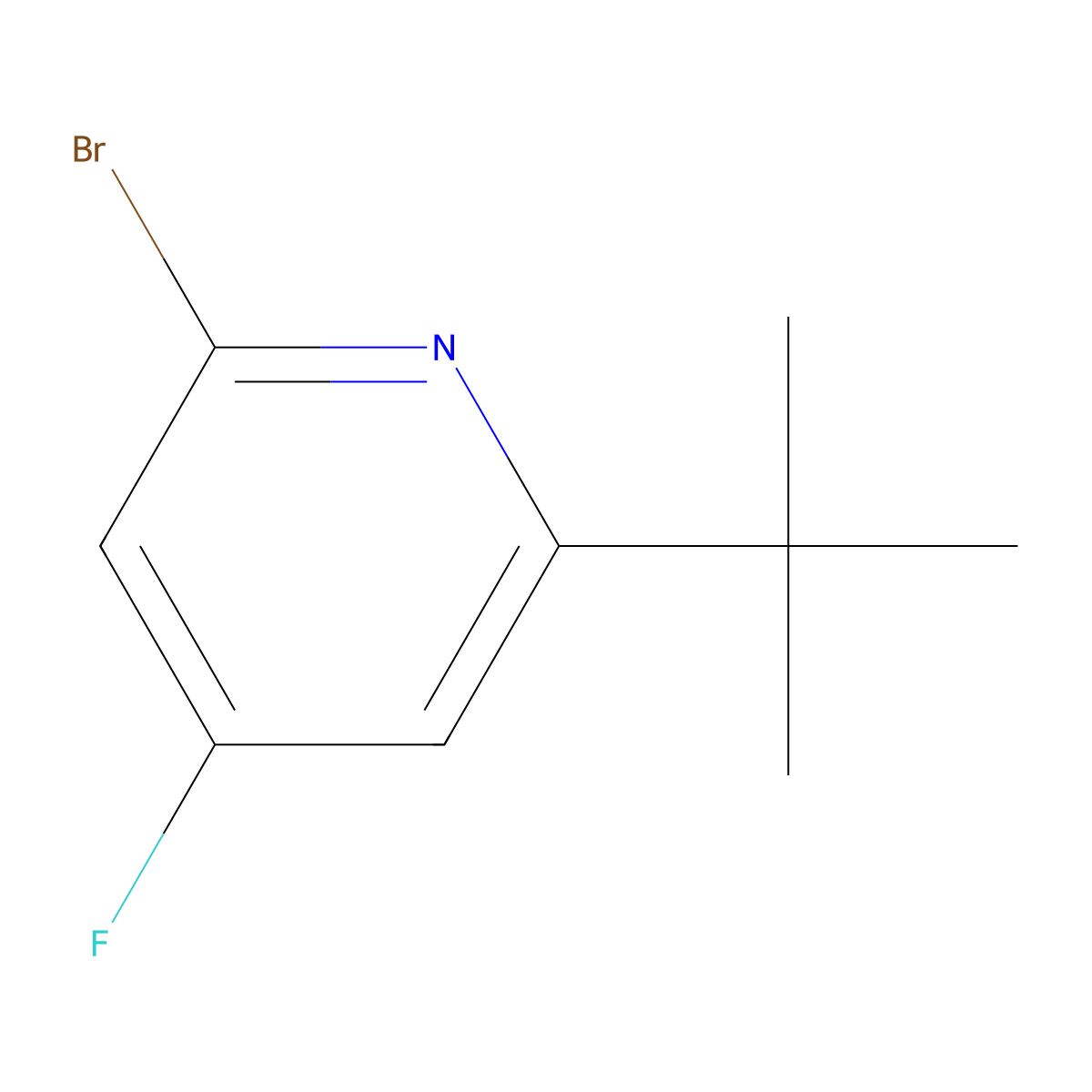 2-Bromo-6-(tert-butyl)-4-fluoropyridine molecular structure, CAS 2645417-16-7