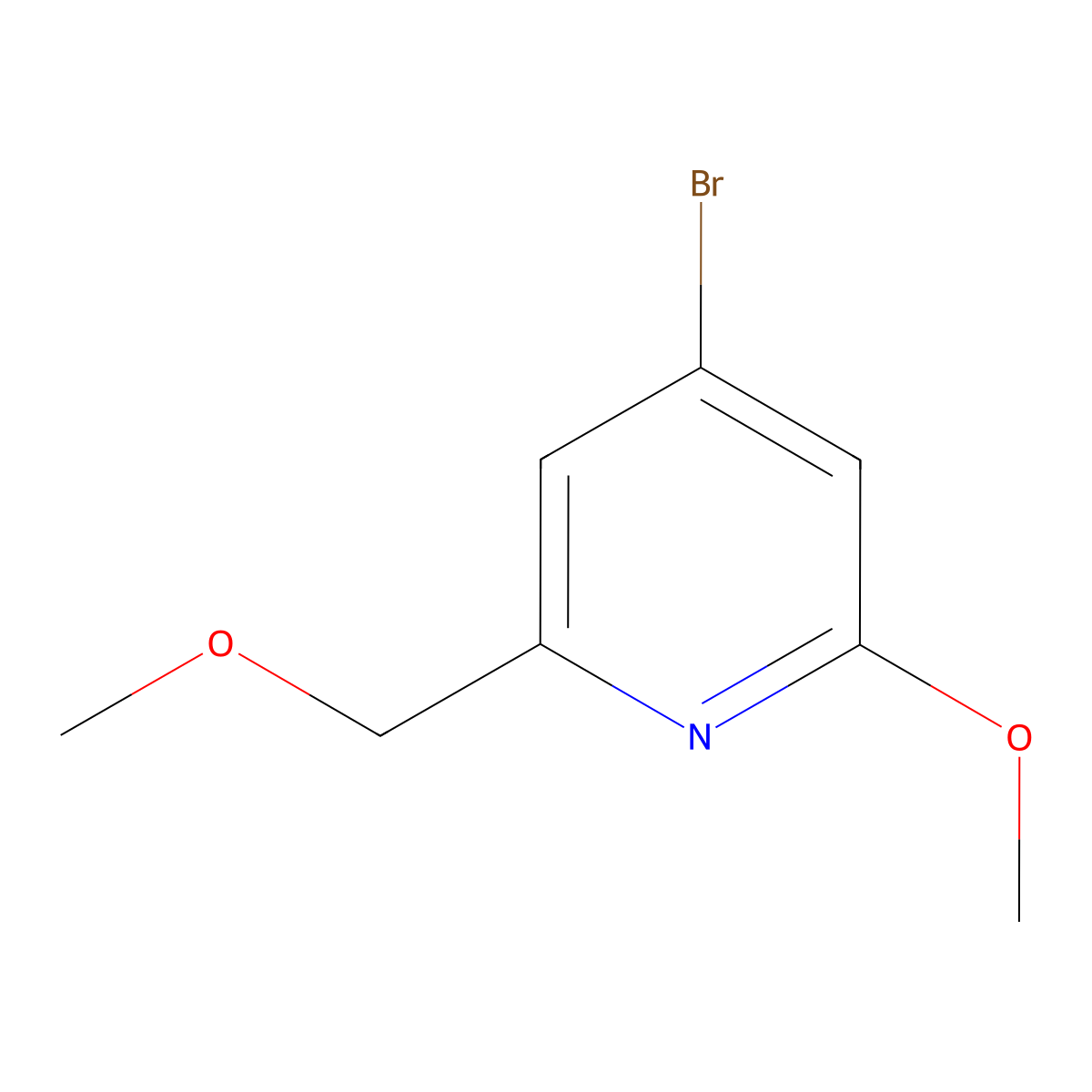 4-Bromo-2-methoxy-6-(methoxymethyl)pyridine molecular structure, CAS 2645419-02-7