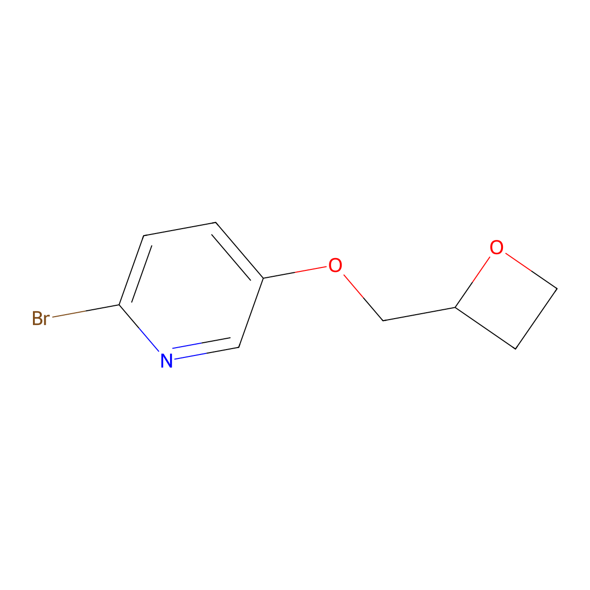 2-Bromo-5-(oxetan-2-ylmethoxy)pyridine molecular structure, CAS 2645419-05-0