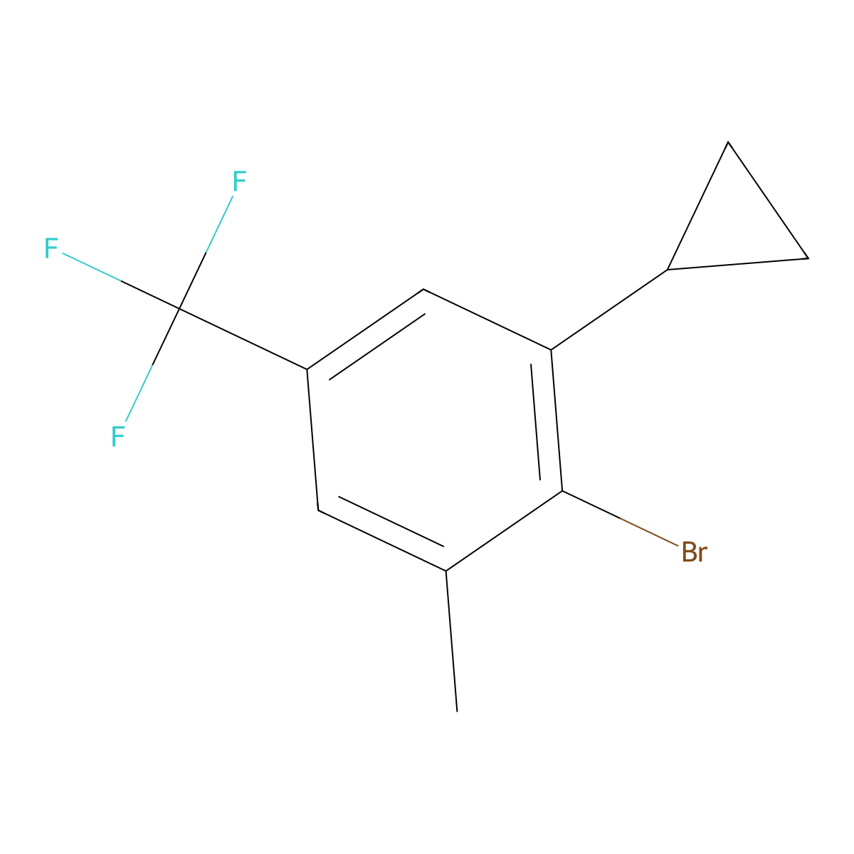 2-Bromo-1-cyclopropyl-3-methyl-5-(trifluoromethyl)benzene molecular structure, CAS 2645419-07-2