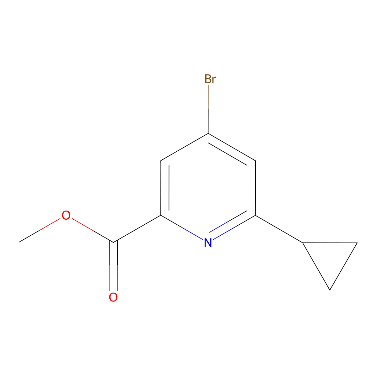 Methyl 4-bromo-6-cyclopropylpicolinate molecular structure, CAS 2645419-13-0