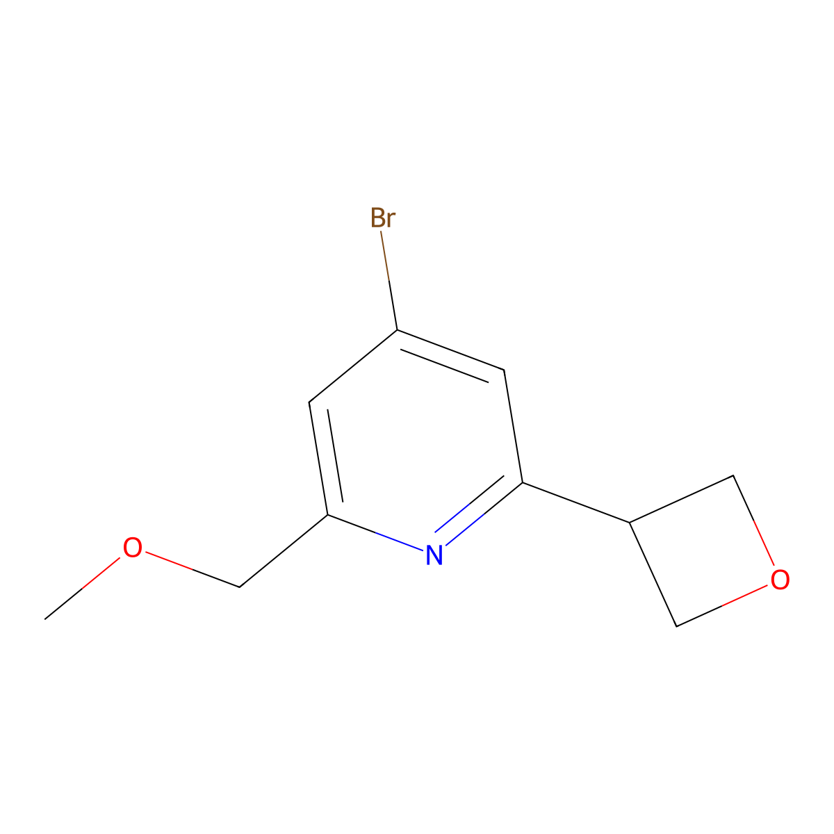 4-Bromo-2-(methoxymethyl)-6-(oxetan-3-yl)pyridine molecular structure, CAS 2645419-16-3