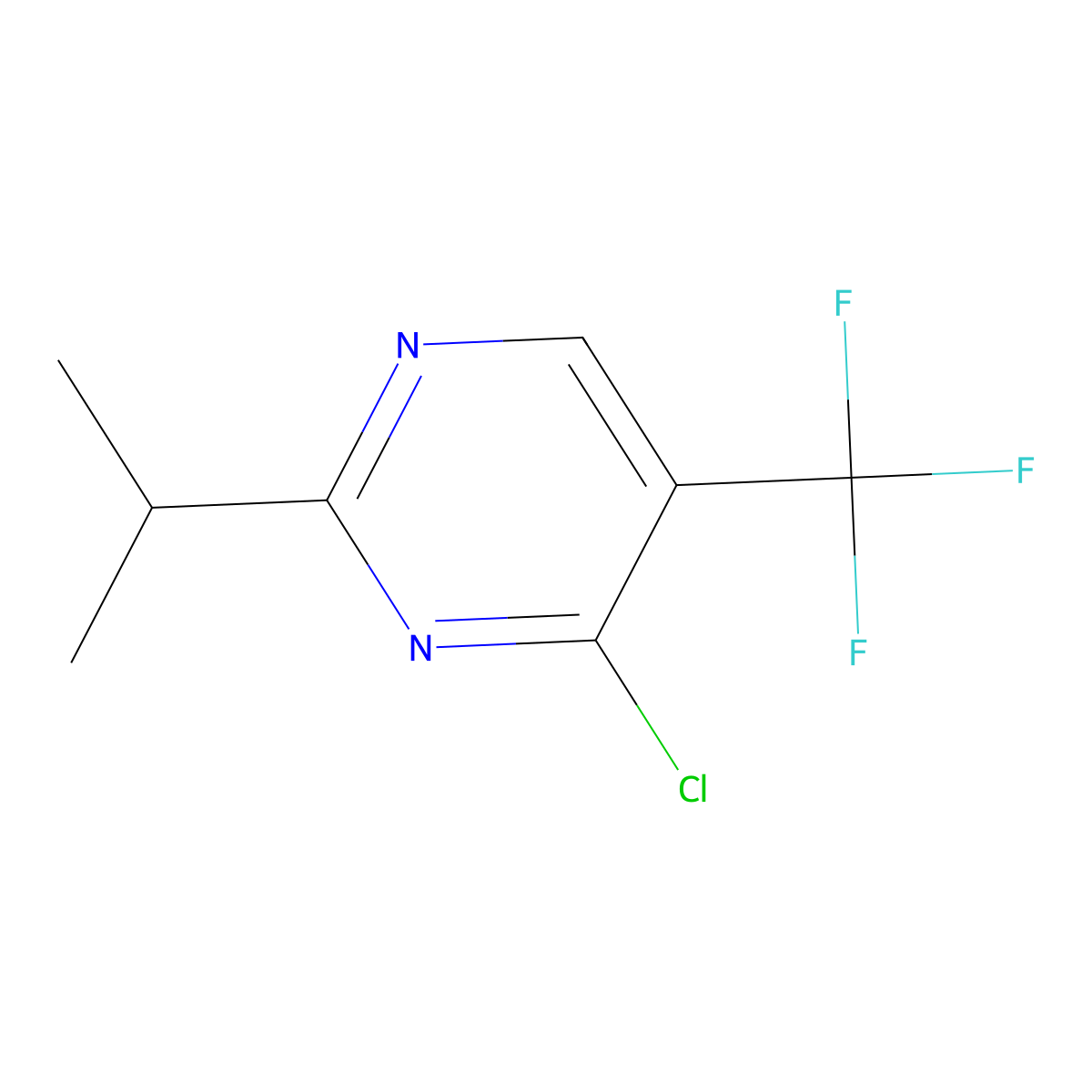 4-Chloro-2-isopropyl-5-(trifluoromethyl)pyrimidine molecular structure, CAS 2645419-24-3