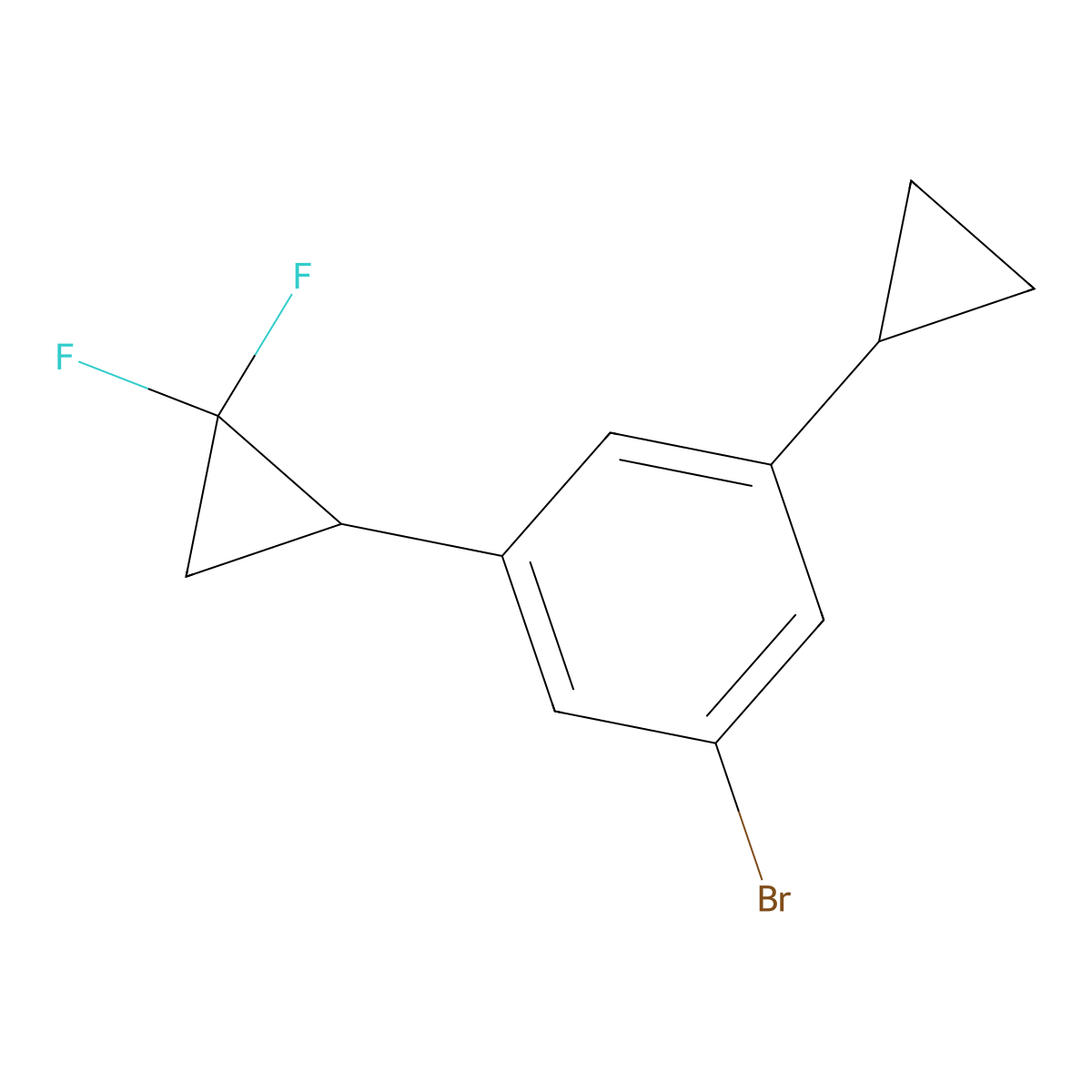 1-Bromo-3-cyclopropyl-5-(2,2-difluorocyclopropyl)benzene molecular structure, CAS 2645419-32-3