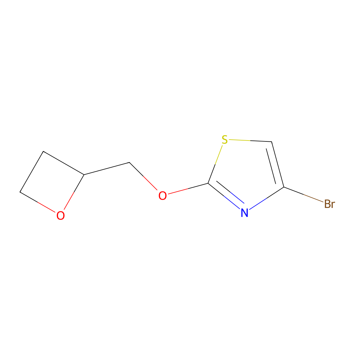4-Bromo-2-(oxetan-2-ylmethoxy)thiazole molecular structure, CAS 2645419-39-0