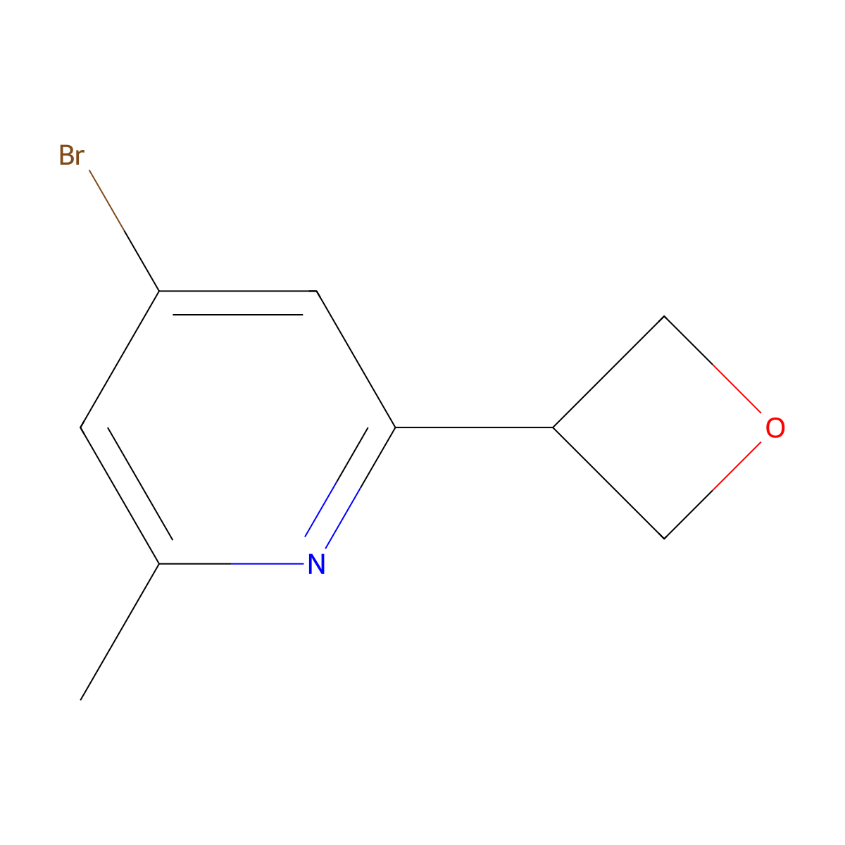 4-Bromo-2-methyl-6-(oxetan-3-yl)pyridine molecular structure, CAS 2645419-57-2