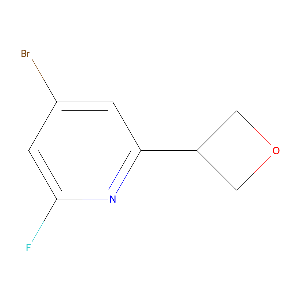 4-Bromo-2-fluoro-6-(oxetan-3-yl)pyridine molecular structure, CAS 2645419-77-6