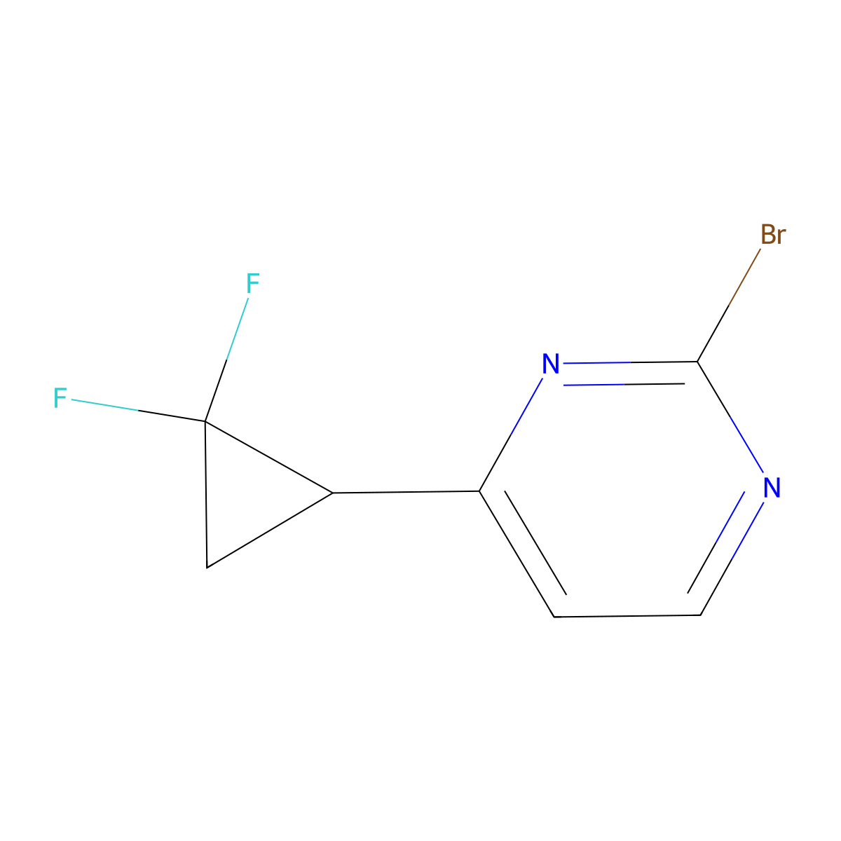2-Bromo-4-(2,2-difluorocyclopropyl)pyrimidine molecular structure, CAS 2645419-79-8