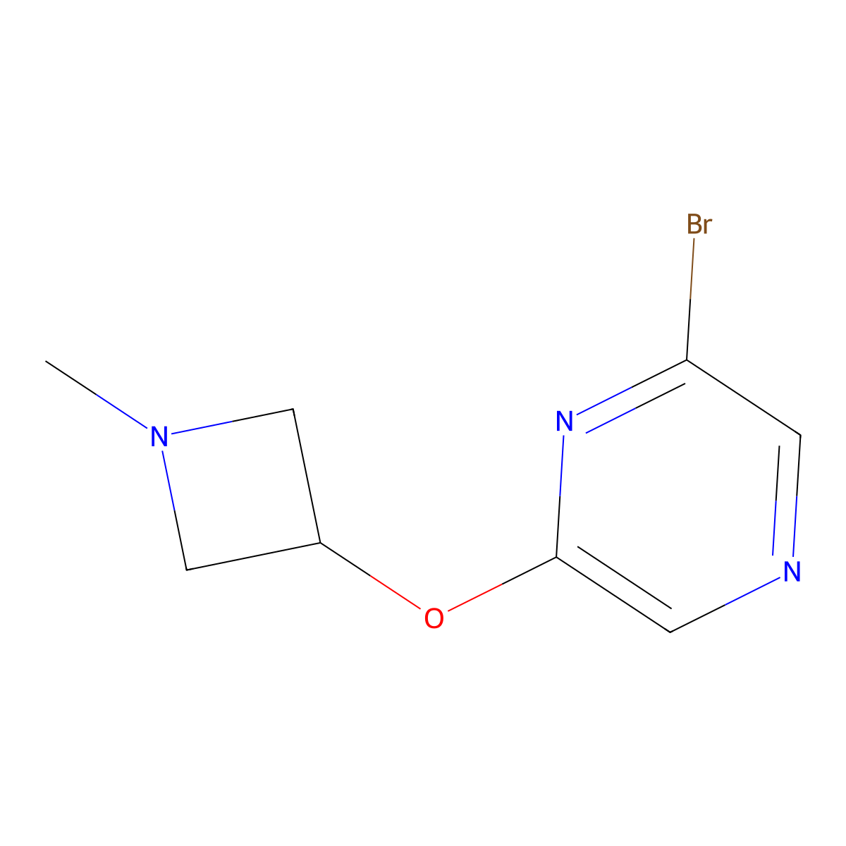 2-Bromo-6-((1-methylazetidin-3-yl)oxy)pyrazine molecular structure, CAS 2645419-83-4